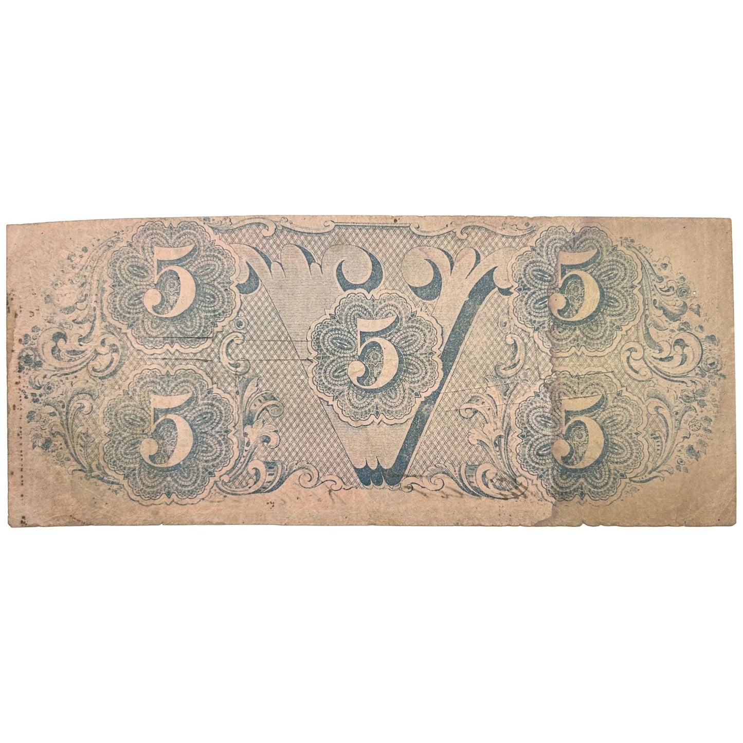 Rare 2nd Series 1862 Confederate States Of America $5 Bill - Circulated Banknote