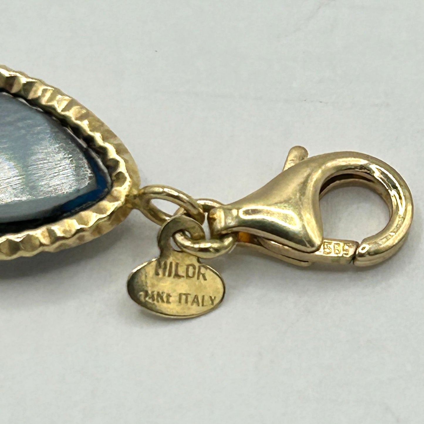 Estate Vintage Milor 14k Yellow Gold Marquise Druzy Link Bracelet Italy 7.5”