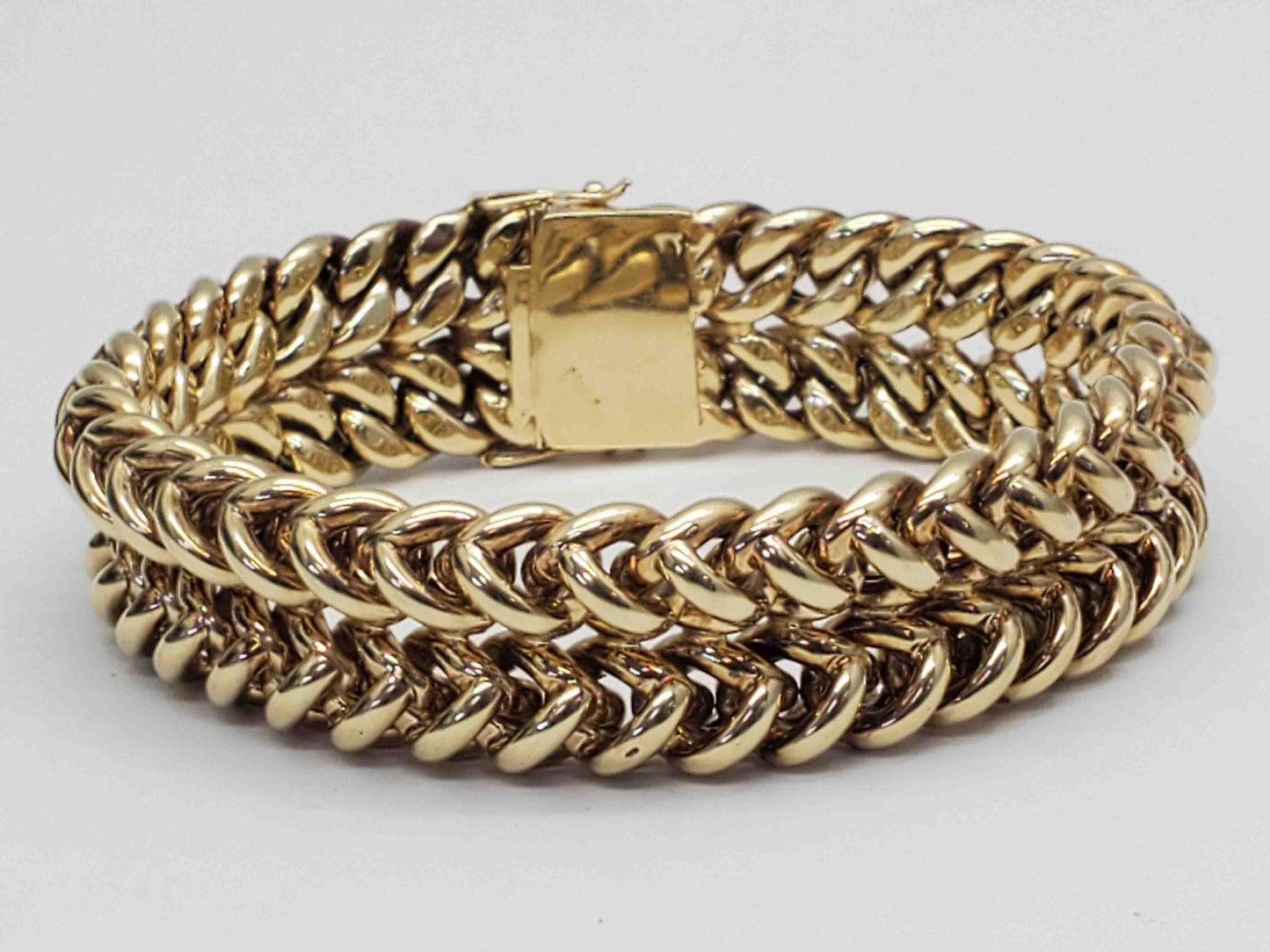 18mm Wide 6mm Thick Bracelet 14k Gold 7-7/8" Long 51.2 Grams