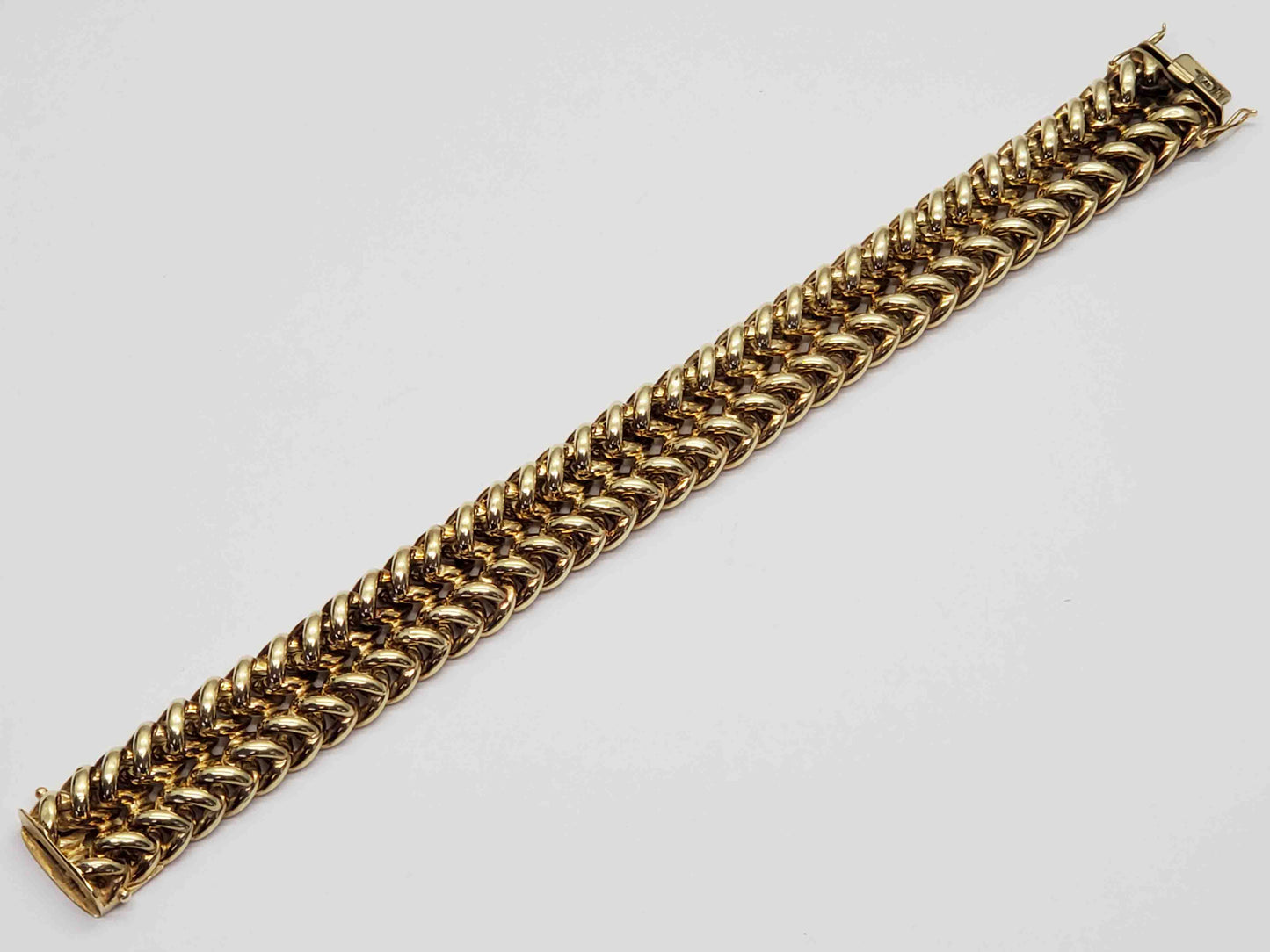 18mm Wide 6mm Thick Bracelet 14k Gold 7-7/8" Long 51.2 Grams