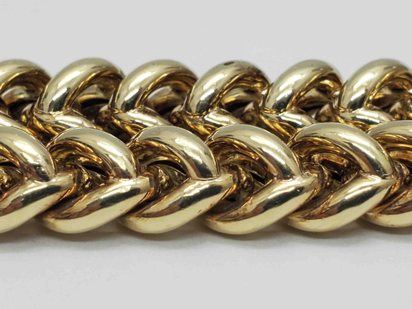 18mm Wide 6mm Thick Bracelet 14k Gold 7-7/8" Long 51.2 Grams