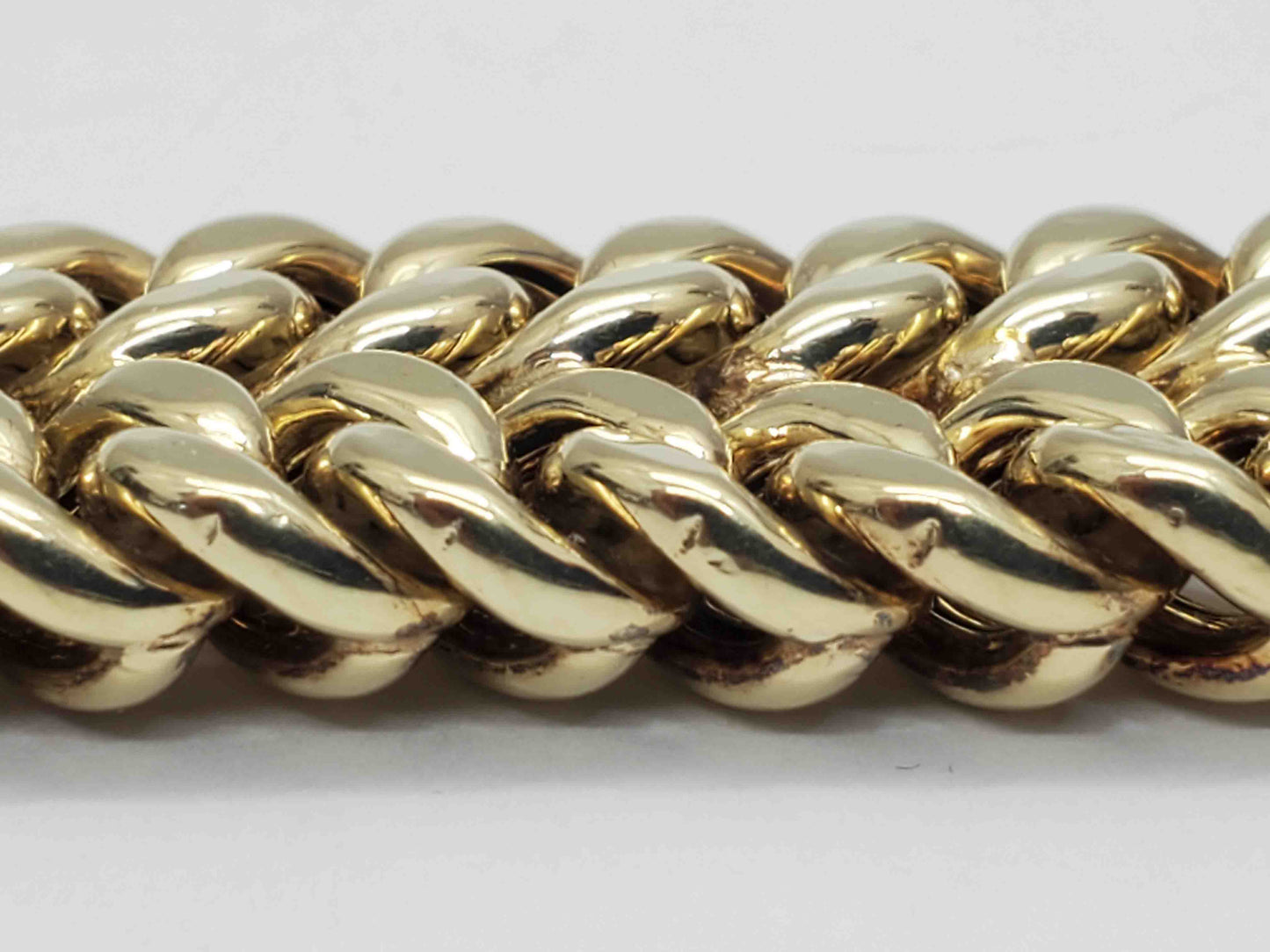18mm Wide 6mm Thick Bracelet 14k Gold 7-7/8" Long 51.2 Grams