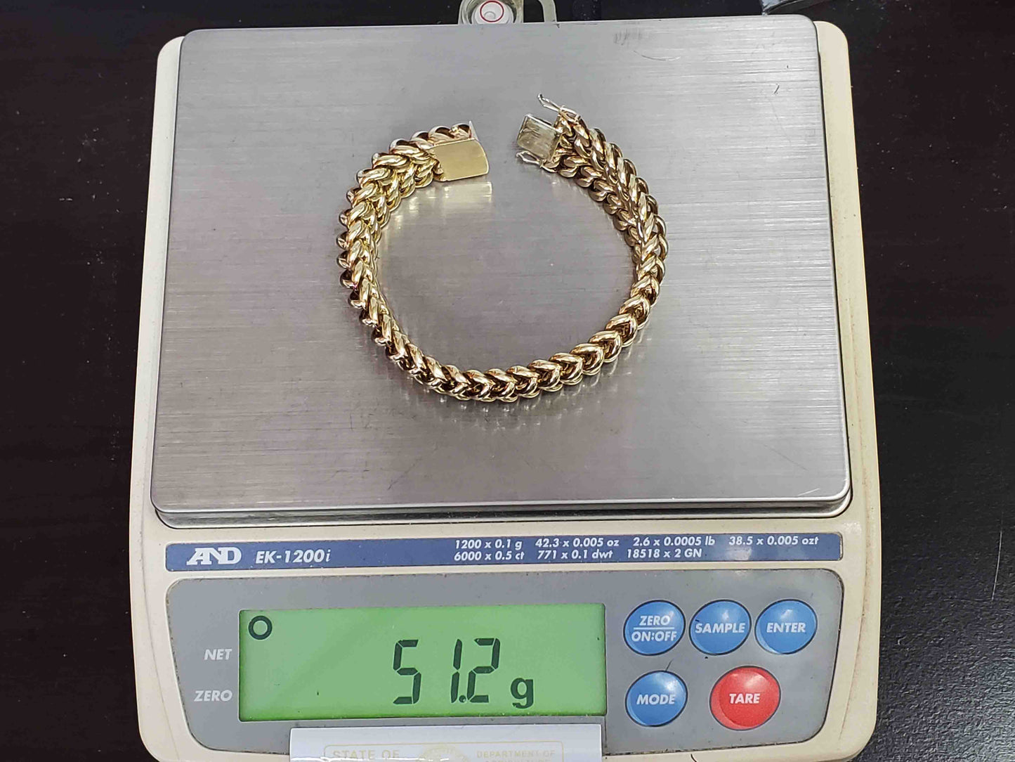 18mm Wide 6mm Thick Bracelet 14k Gold 7-7/8" Long 51.2 Grams