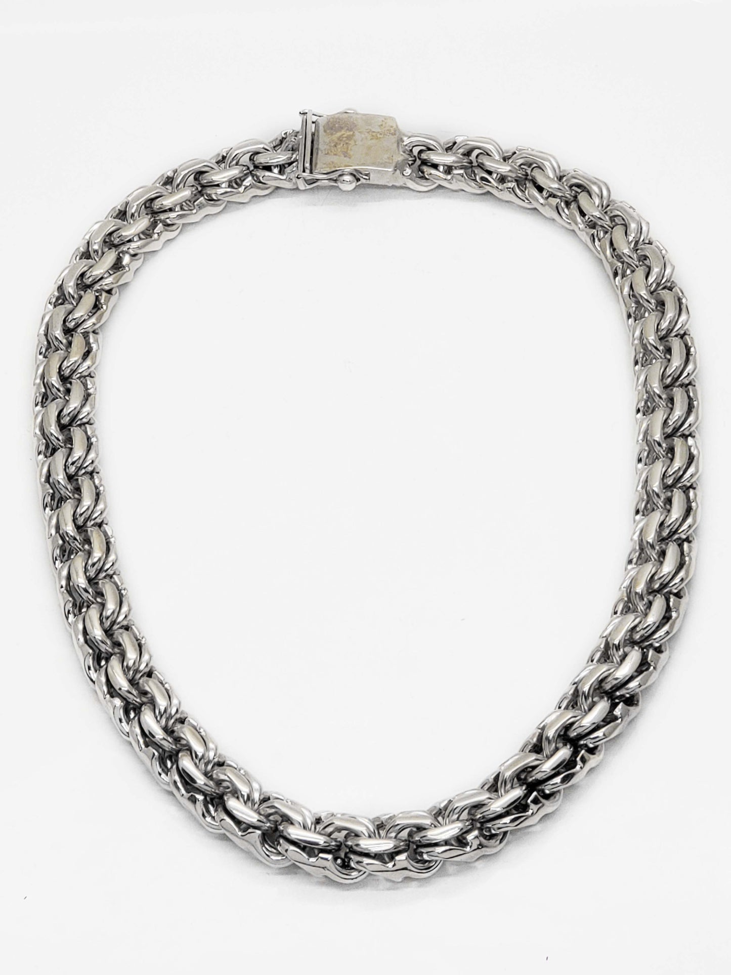 Mexico 18mm Solid Chino Link Chain Necklace Sterling Silver 523.9 Grams