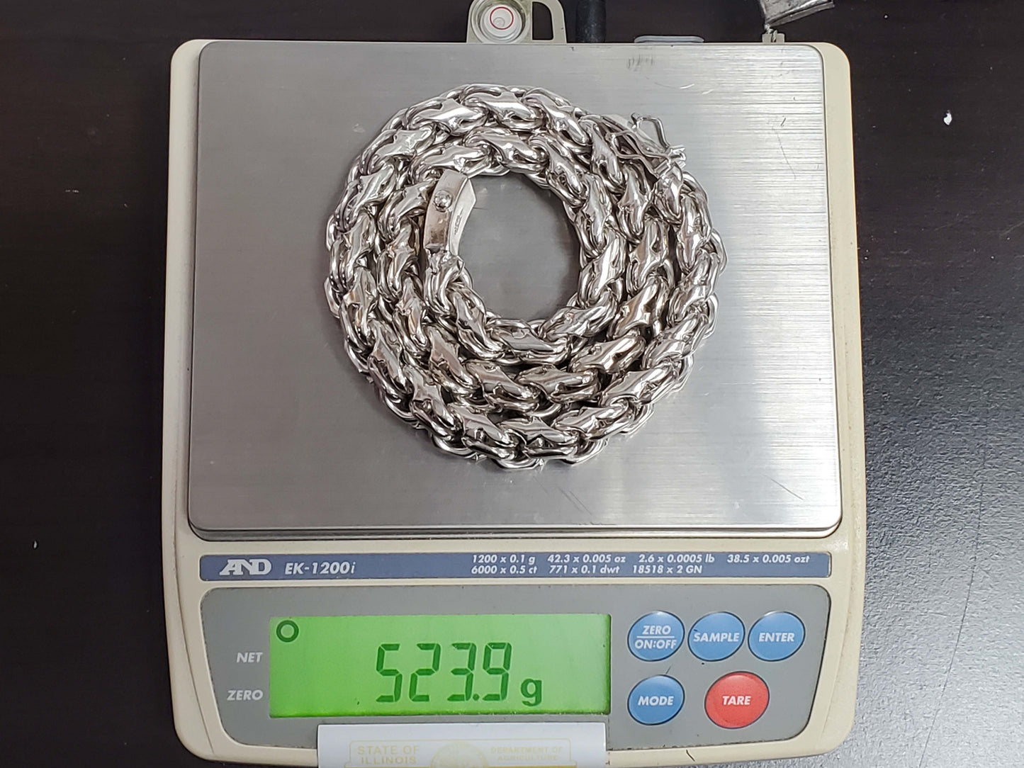 Mexico 18mm Solid Chino Link Chain Necklace Sterling Silver 523.9 Grams