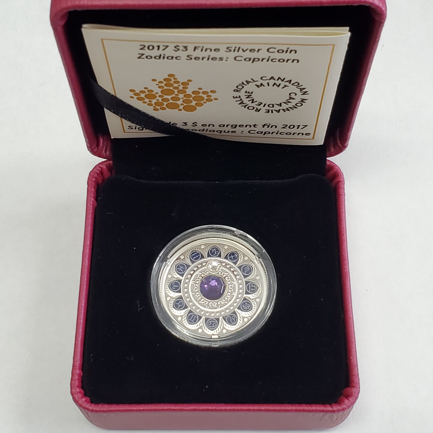 Royal Canadian Mint 2017 $3 1/4 oz .999 Fine Silver Zodiac Capricorn Coin w/Box