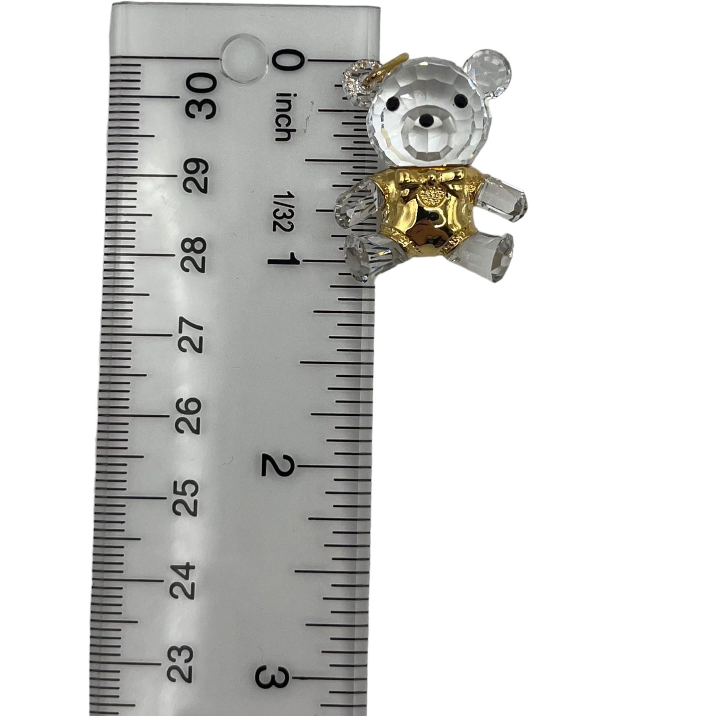 Vintage Swarovski Crystal Memories Teddy Bear Boy Pendant Accessories Gold Tone
