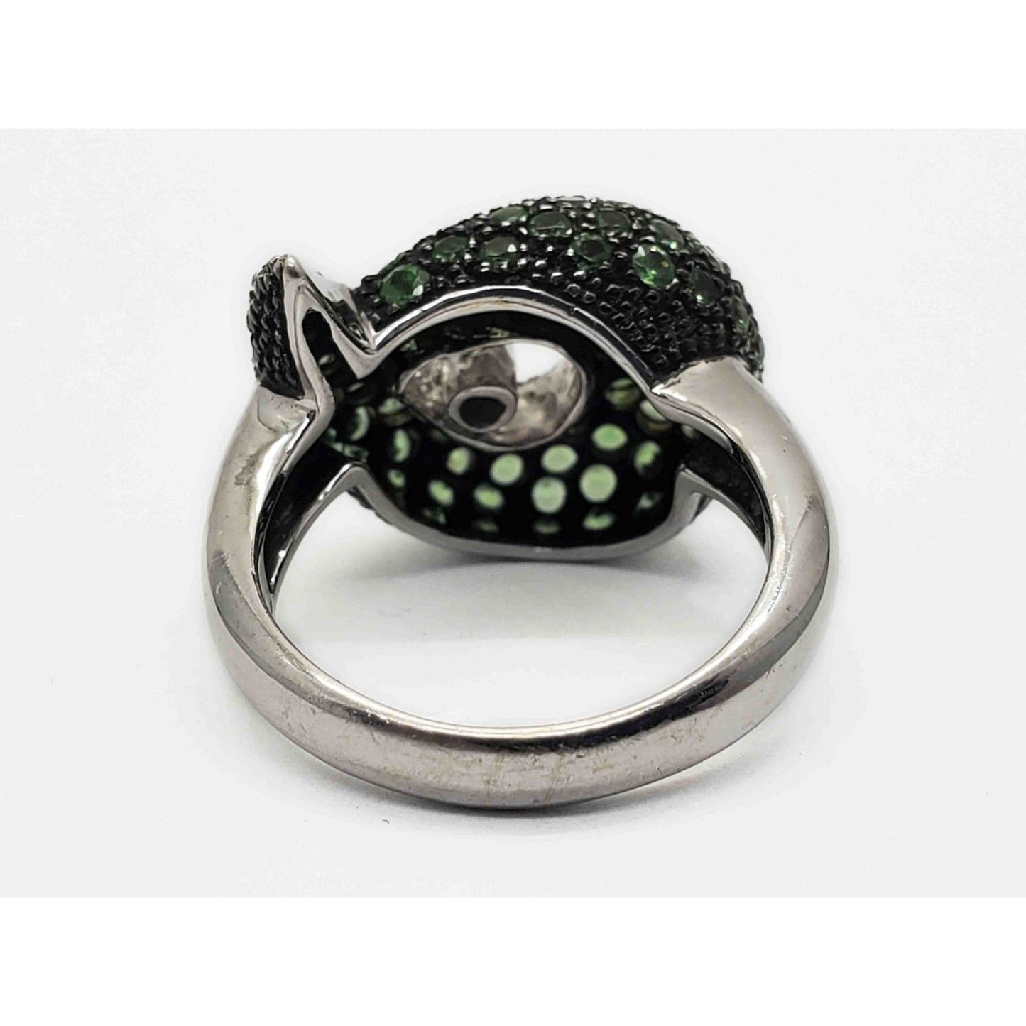 LeVian Tsavorite Garnet & Diamond Statement Ring 18k White Gold Size 7