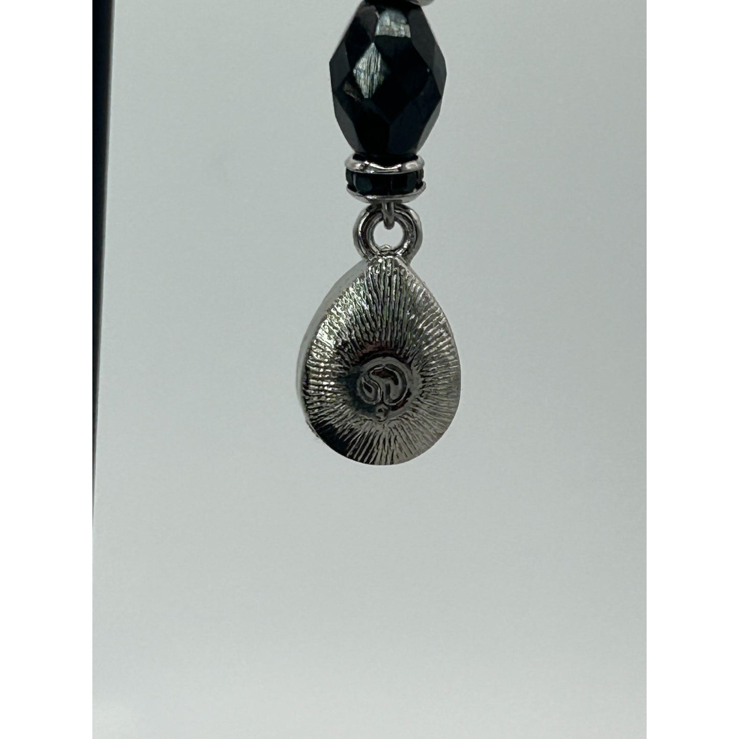 St John Medium 2" Silver Drop Dangle Black Earrings