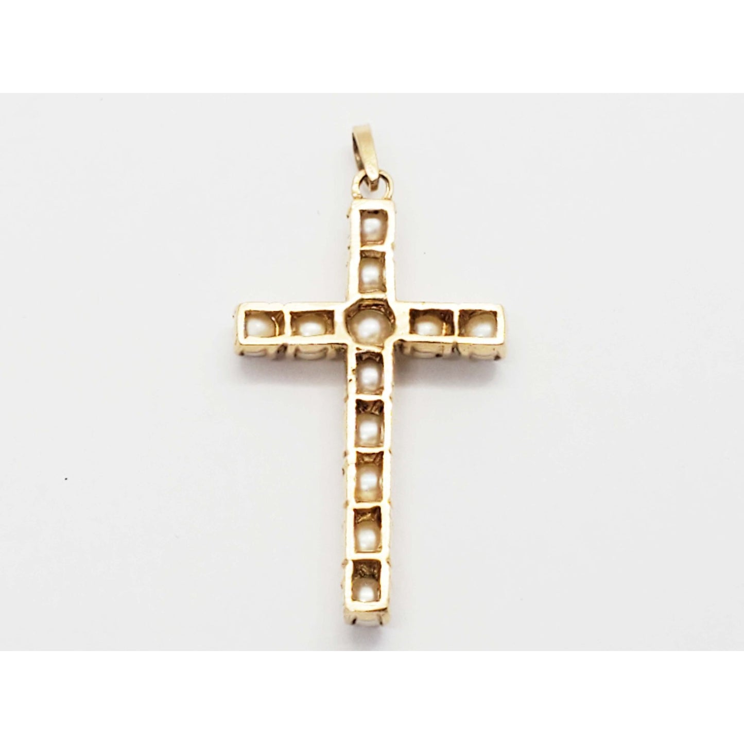 4mm Pearl Cross Pendant 14k Gold