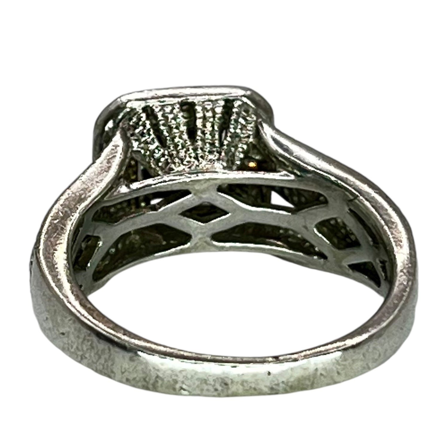 Vintage 925 Sterling Silver Statement Ring Size 4.75 Cluster CZ Square