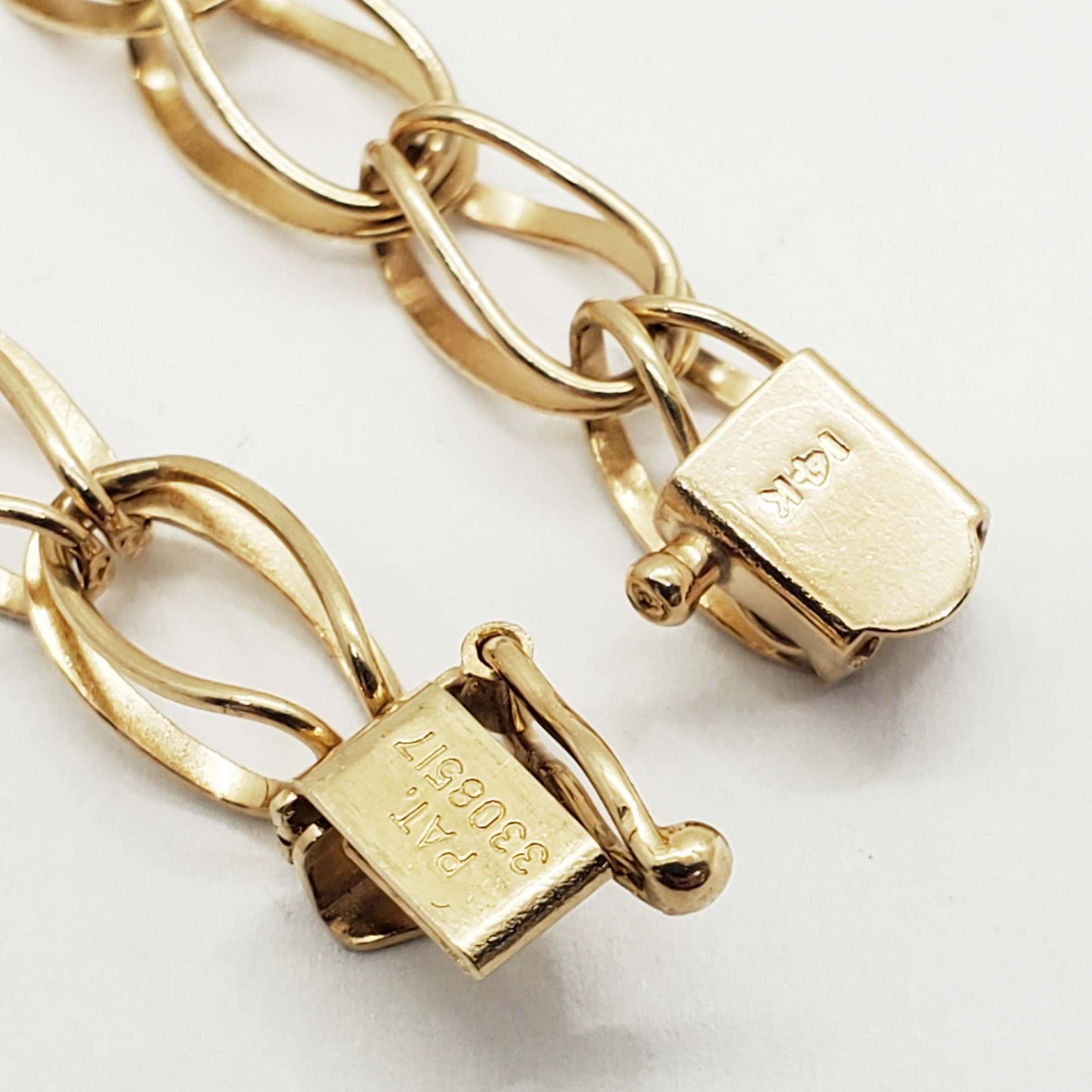 6mm Wide Large Loop Old Style Charm Bracelet 14k Gold