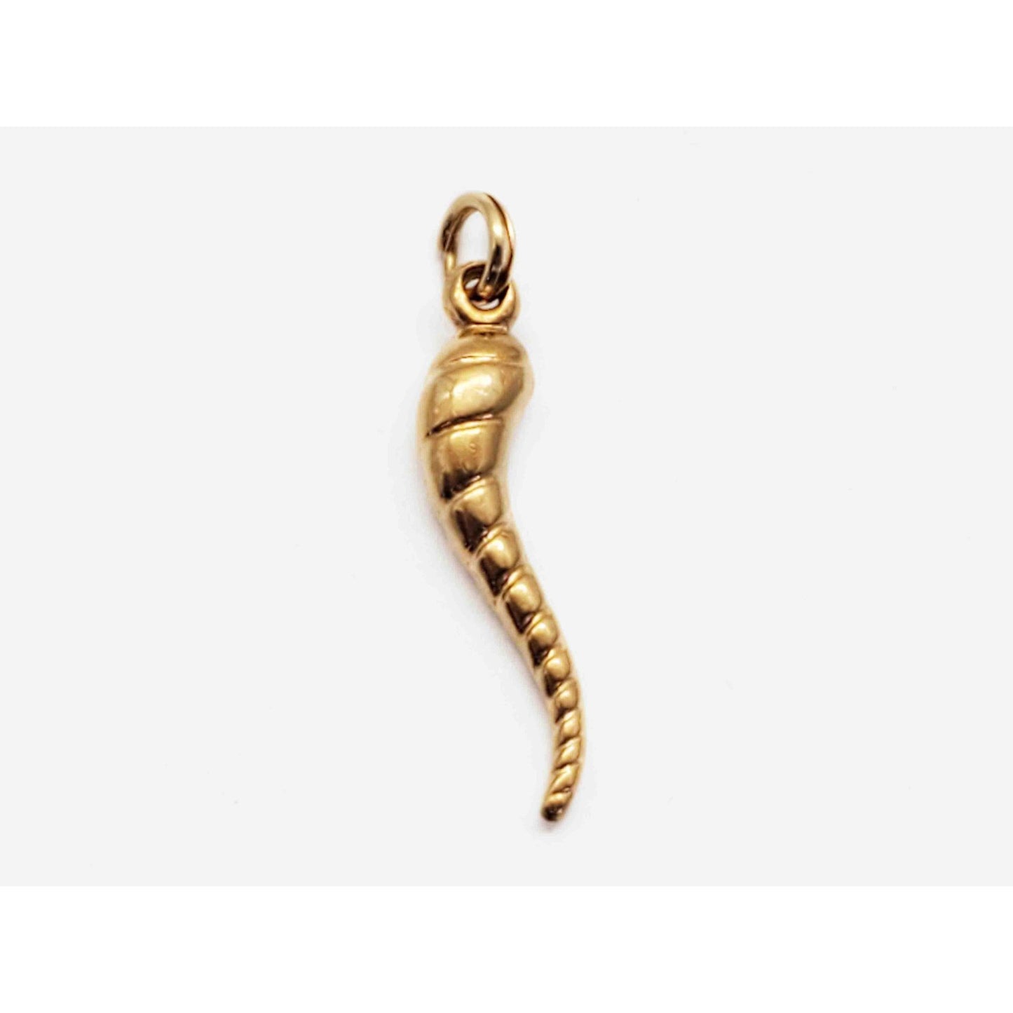 Italian Horn Cornicello Twist Design Good Luck Charm Pendant 18k Gold
