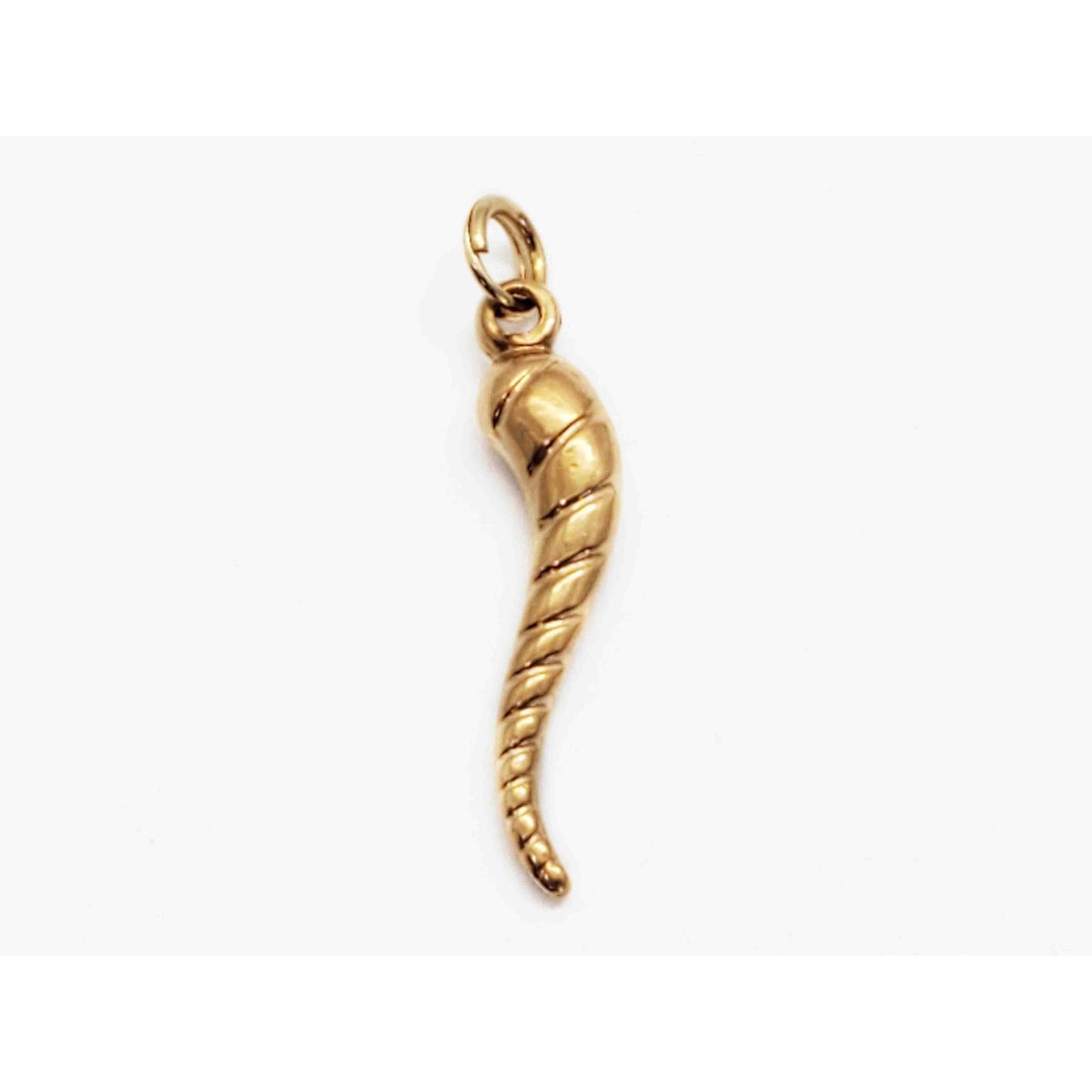 Italian Horn Cornicello Twist Design Good Luck Charm Pendant 18k Gold