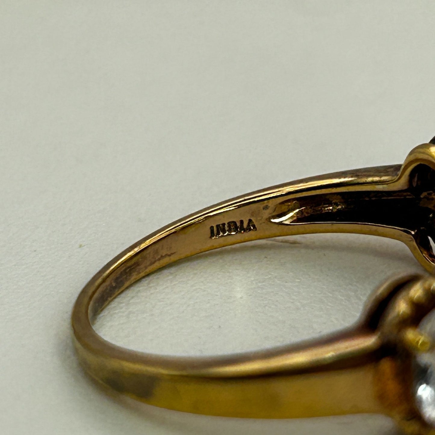 White Topaz and Rose Gold Vermeil Ring Antique Finish SBL 925 India SIZE 9