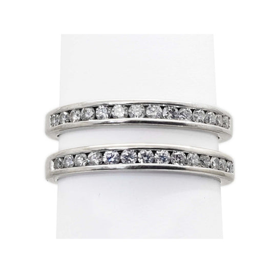 0.36 ctw Natural Diamond Wedding Bands Set 18k White Gold Size 7
