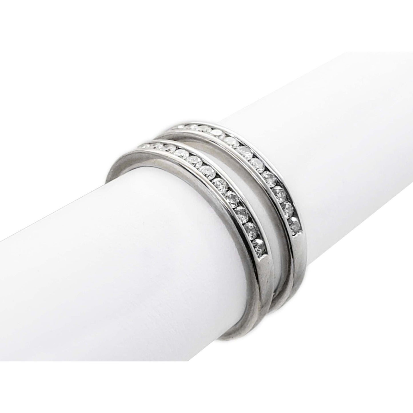 0.36 ctw Natural Diamond Wedding Bands Set 18k White Gold Size 7