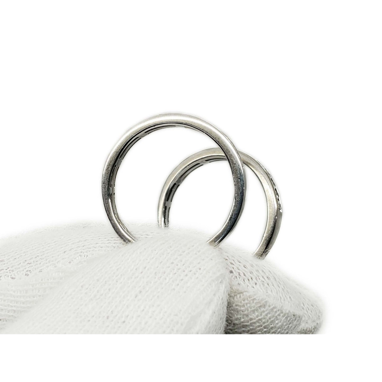 0.36 ctw Natural Diamond Wedding Bands Set 18k White Gold Size 7