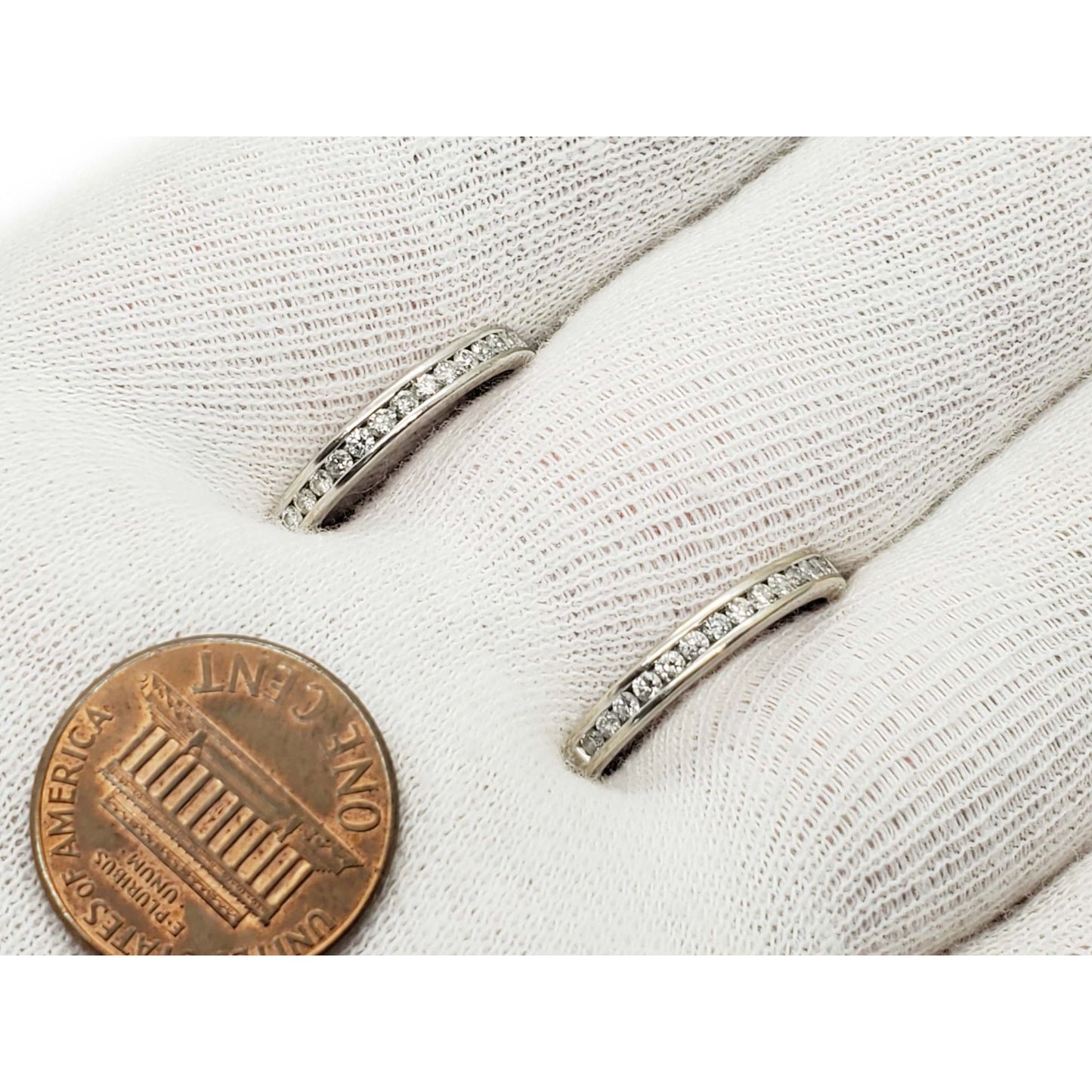 0.36 ctw Natural Diamond Wedding Bands Set 18k White Gold Size 7