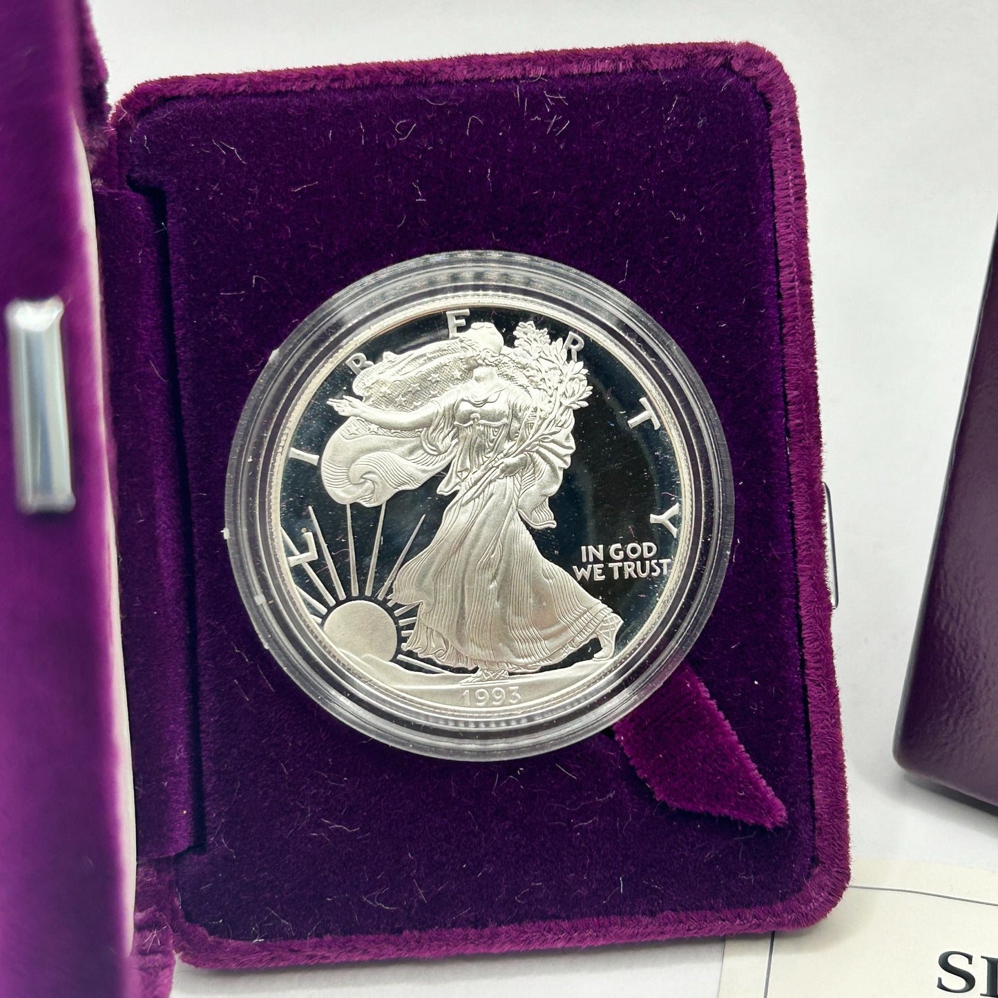 1993-P Philadelphia Proof Silver American Eagle Dollar Coin OGP & COA