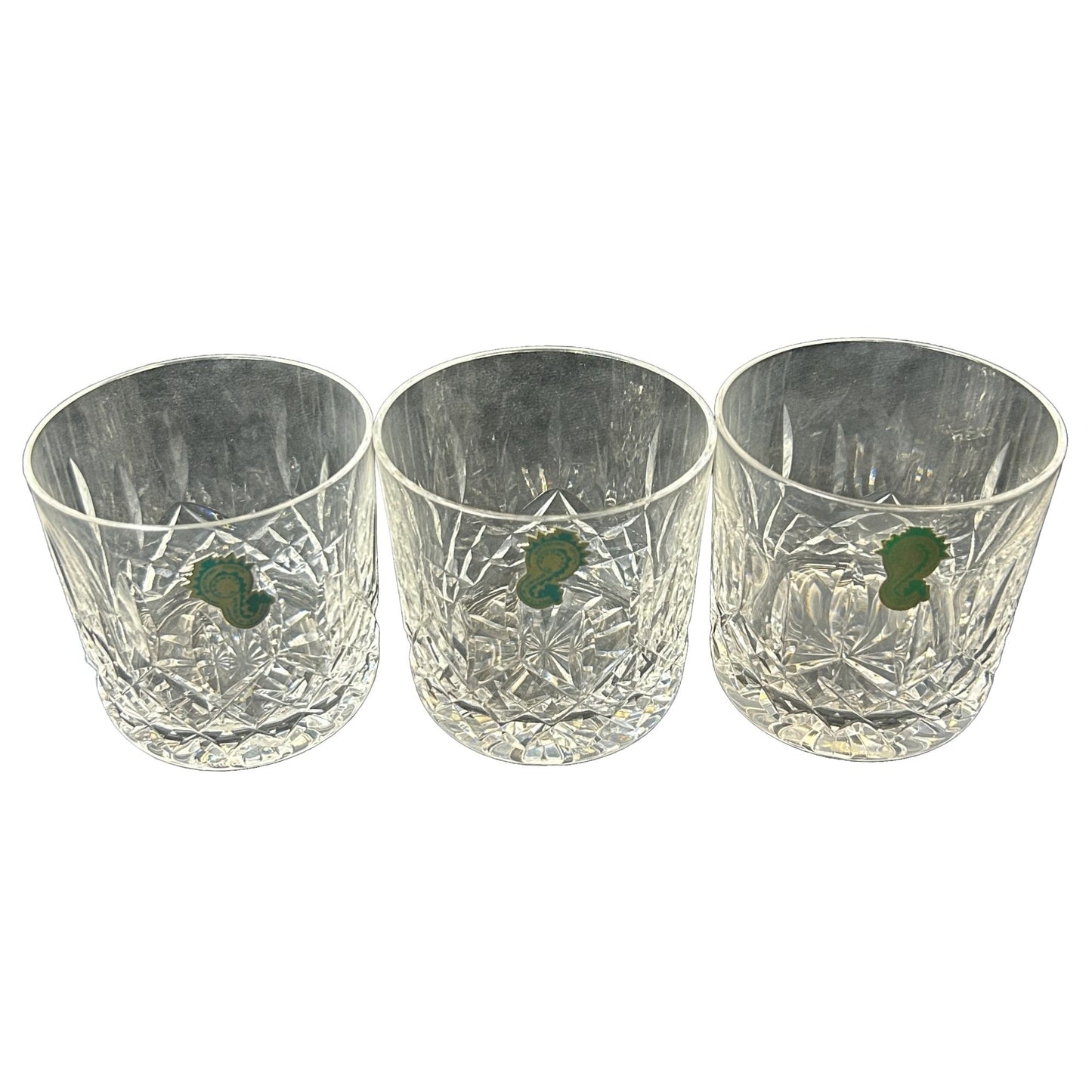3 Waterford Crystal LISMORE 3 1/2” Single Whiskey Old Fashioned Tumblers 9oz