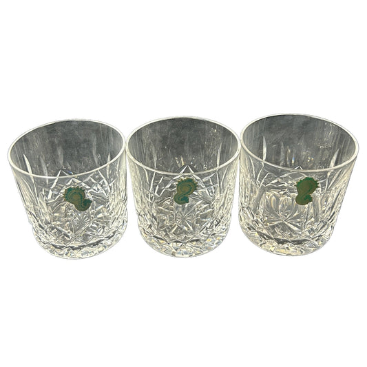 3 Waterford Crystal LISMORE 3 1/2” Single Whiskey Old Fashioned Tumblers 9oz