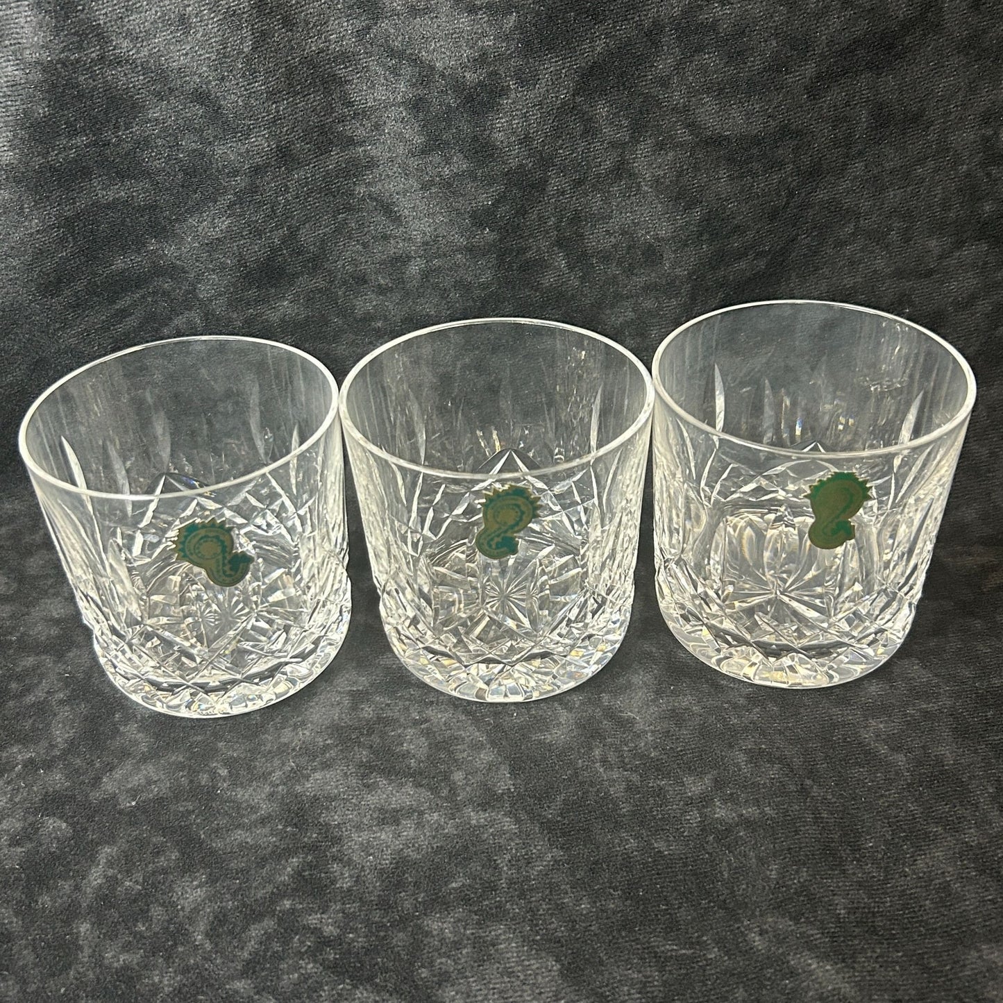 3 Waterford Crystal LISMORE 3 1/2” Single Whiskey Old Fashioned Tumblers 9oz