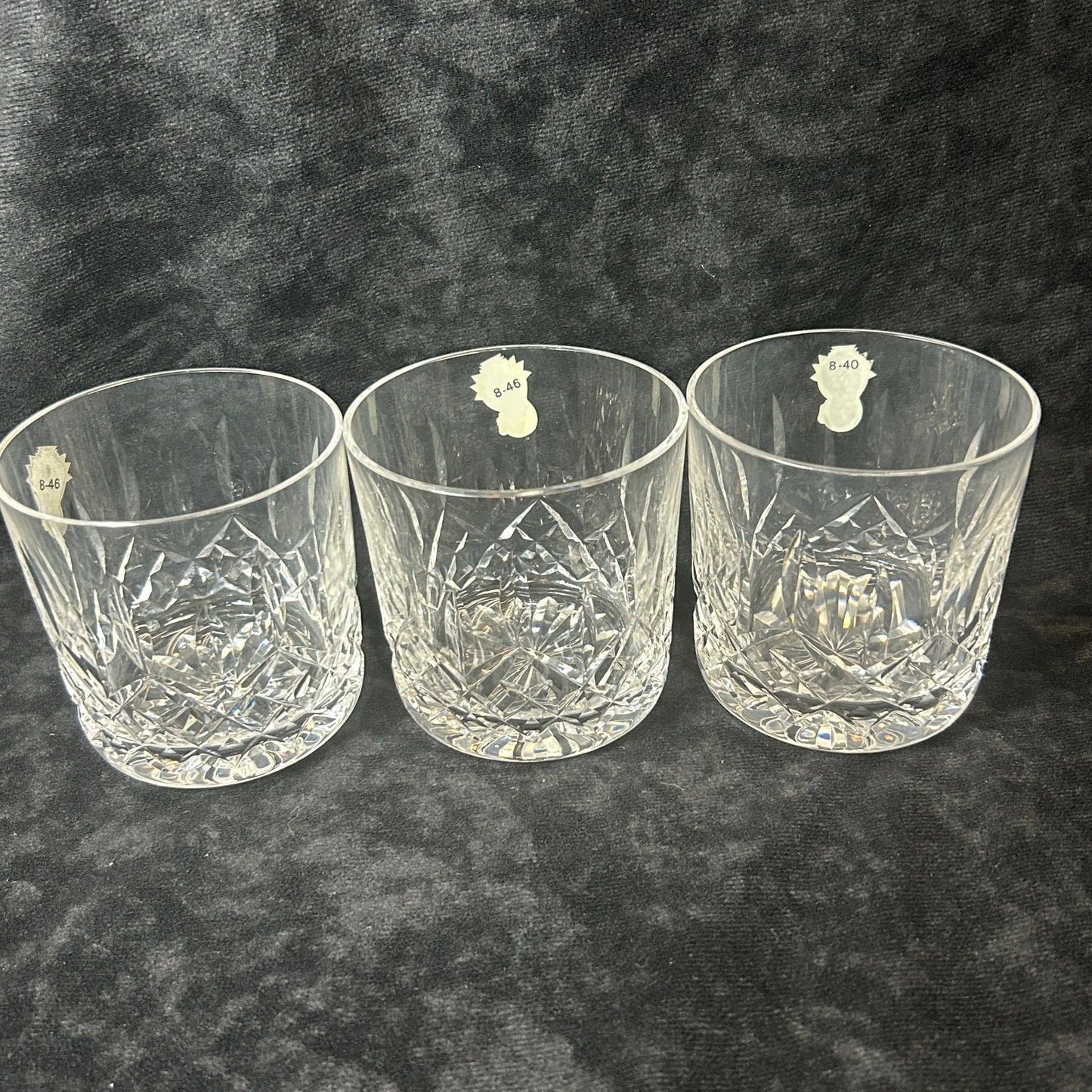 3 Waterford Crystal LISMORE 3 1/2” Single Whiskey Old Fashioned Tumblers 9oz
