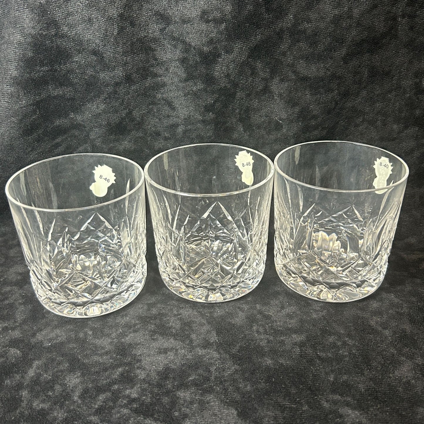 3 Waterford Crystal LISMORE 3 1/2” Single Whiskey Old Fashioned Tumblers 9oz