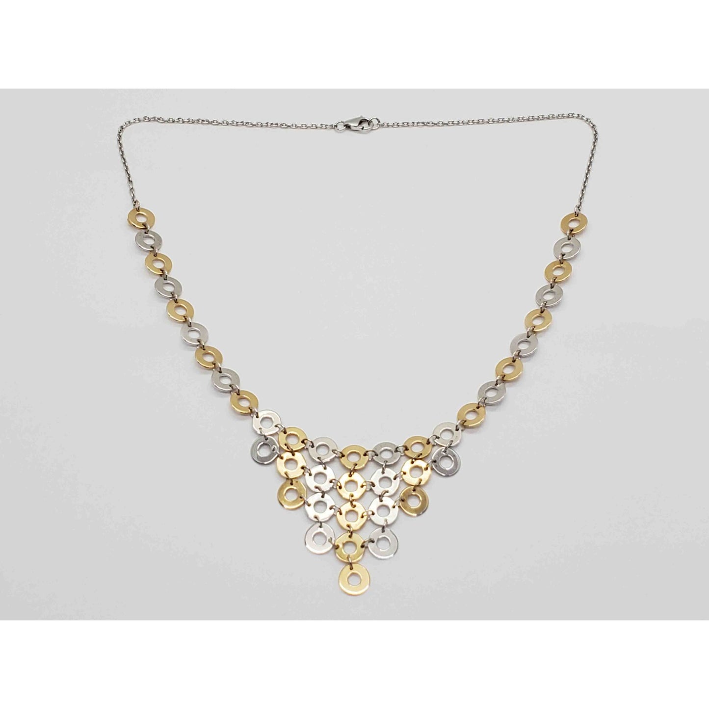 Bubble Design Two-Tone Collar Necklace & Bracelet Set 14k Yellow & White Gold