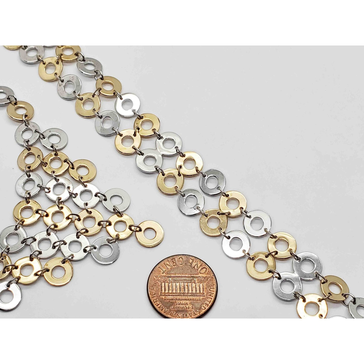 Bubble Design Two-Tone Collar Necklace & Bracelet Set 14k Yellow & White Gold