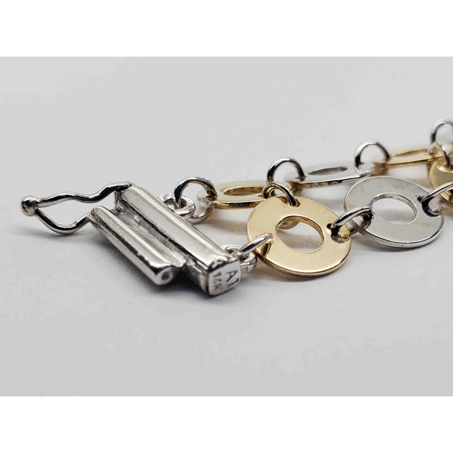 Bubble Design Two-Tone Collar Necklace & Bracelet Set 14k Yellow & White Gold