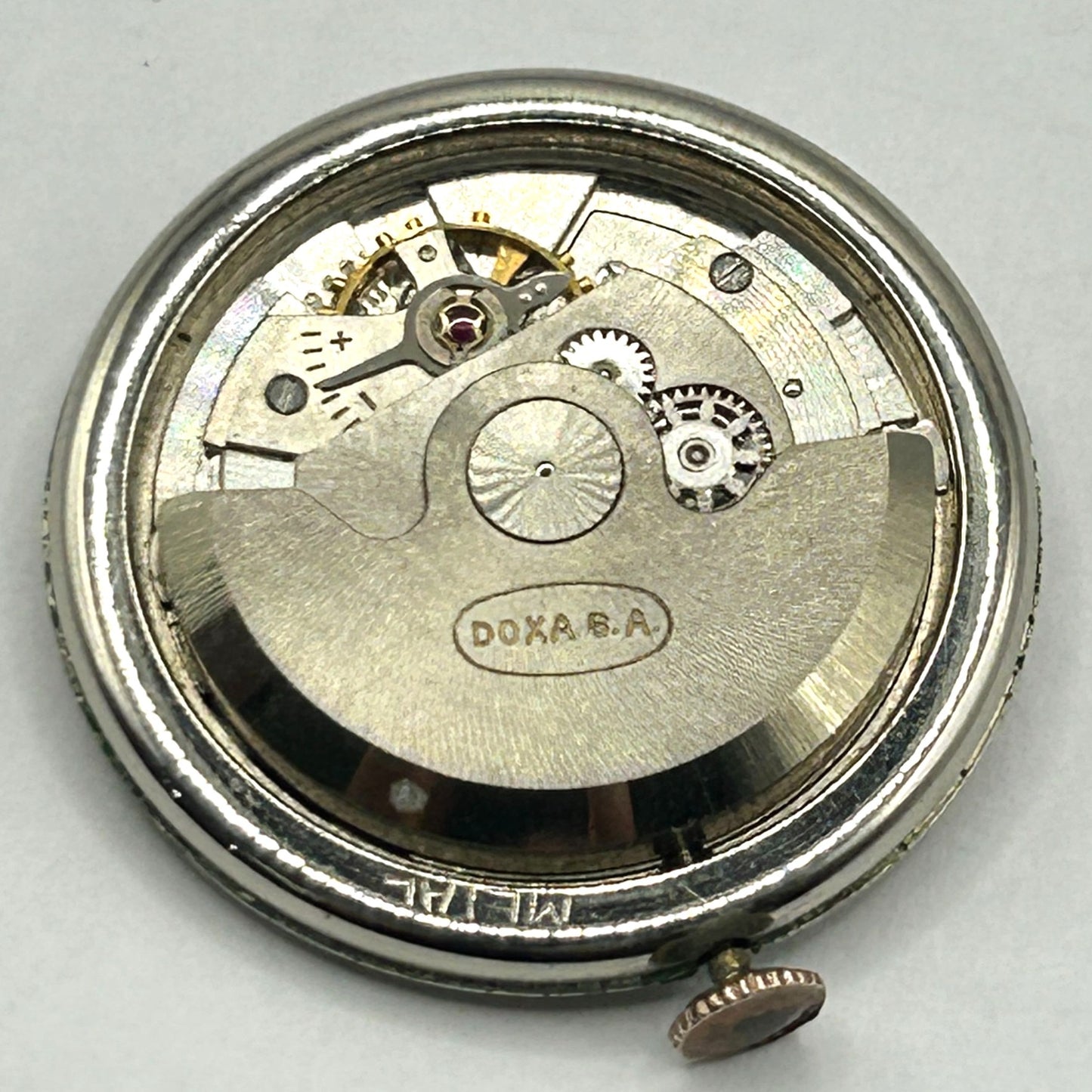 Vintage Doxa Automatic Watch Movement - Watch Head + Crown - WORKING