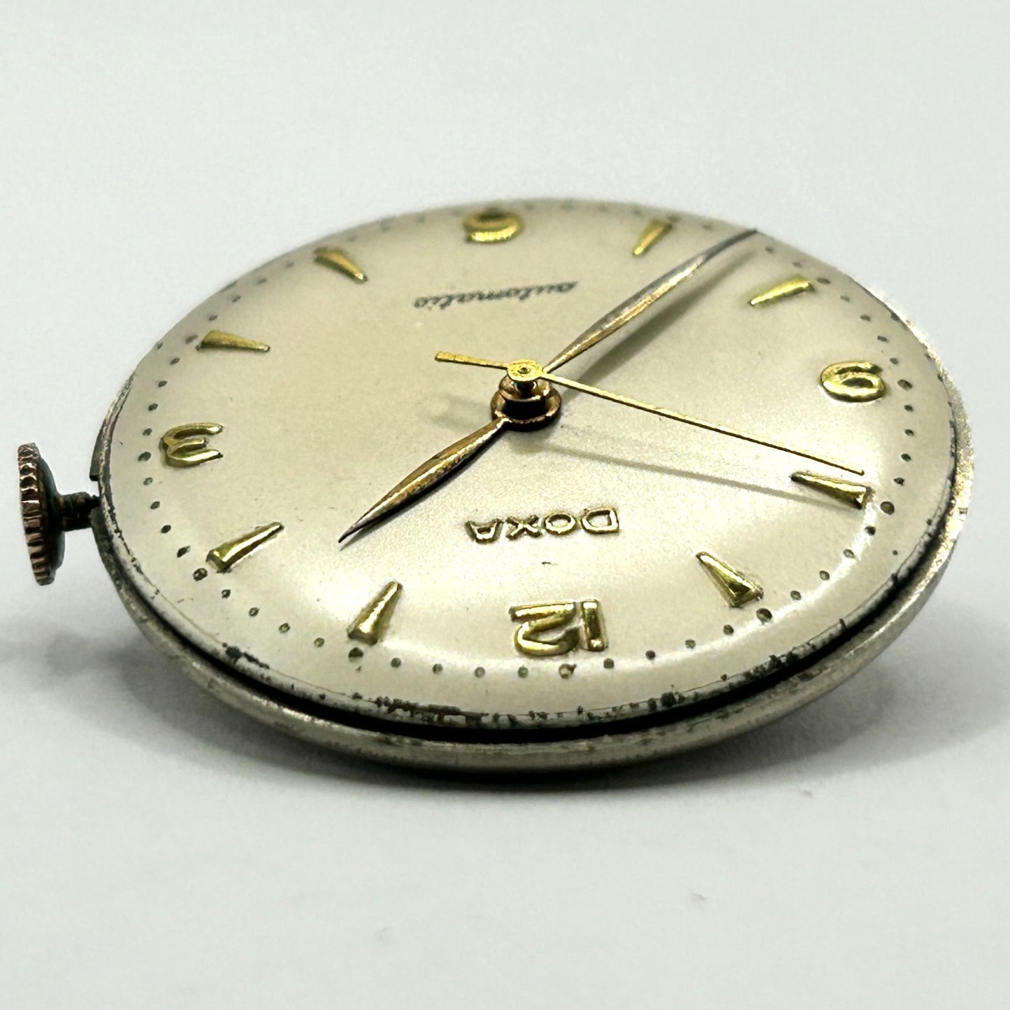 Vintage Doxa Automatic Watch Movement - Watch Head + Crown - WORKING