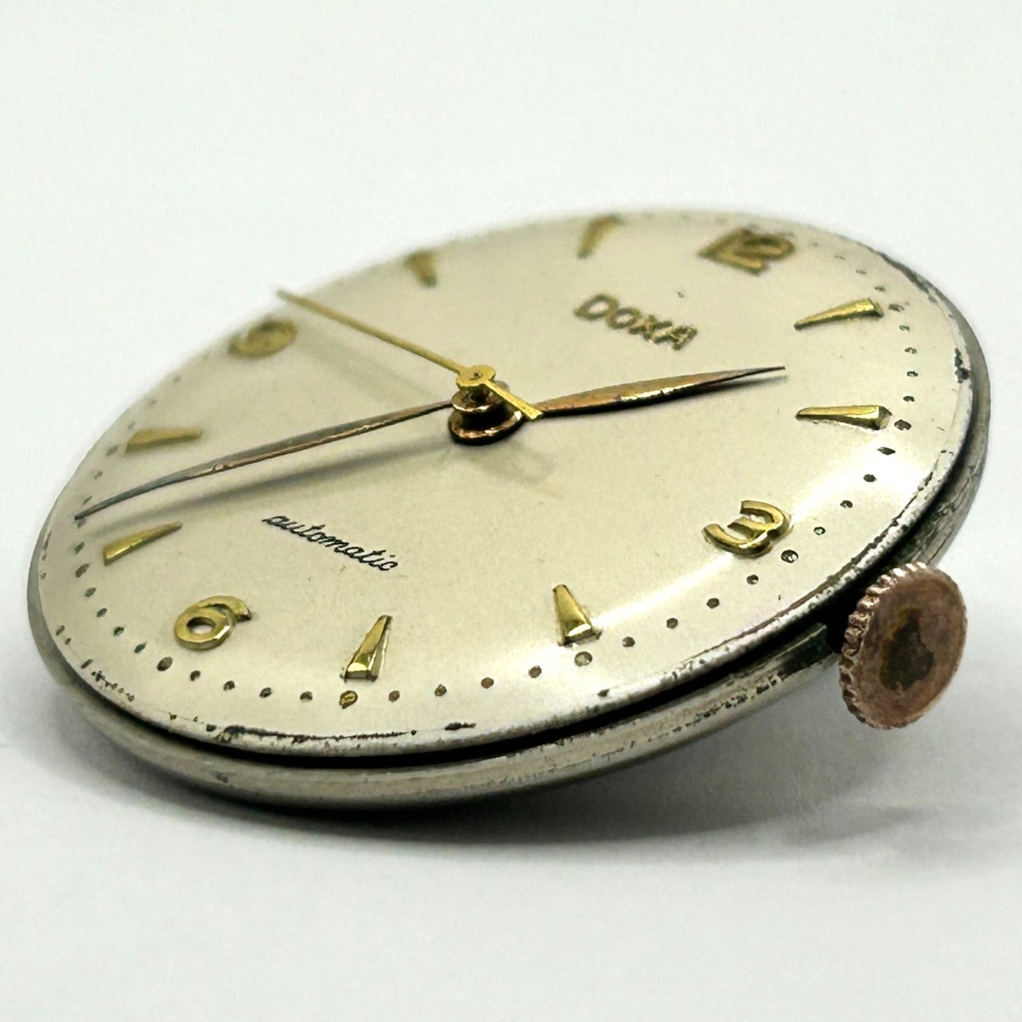 Vintage Doxa Automatic Watch Movement - Watch Head + Crown - WORKING