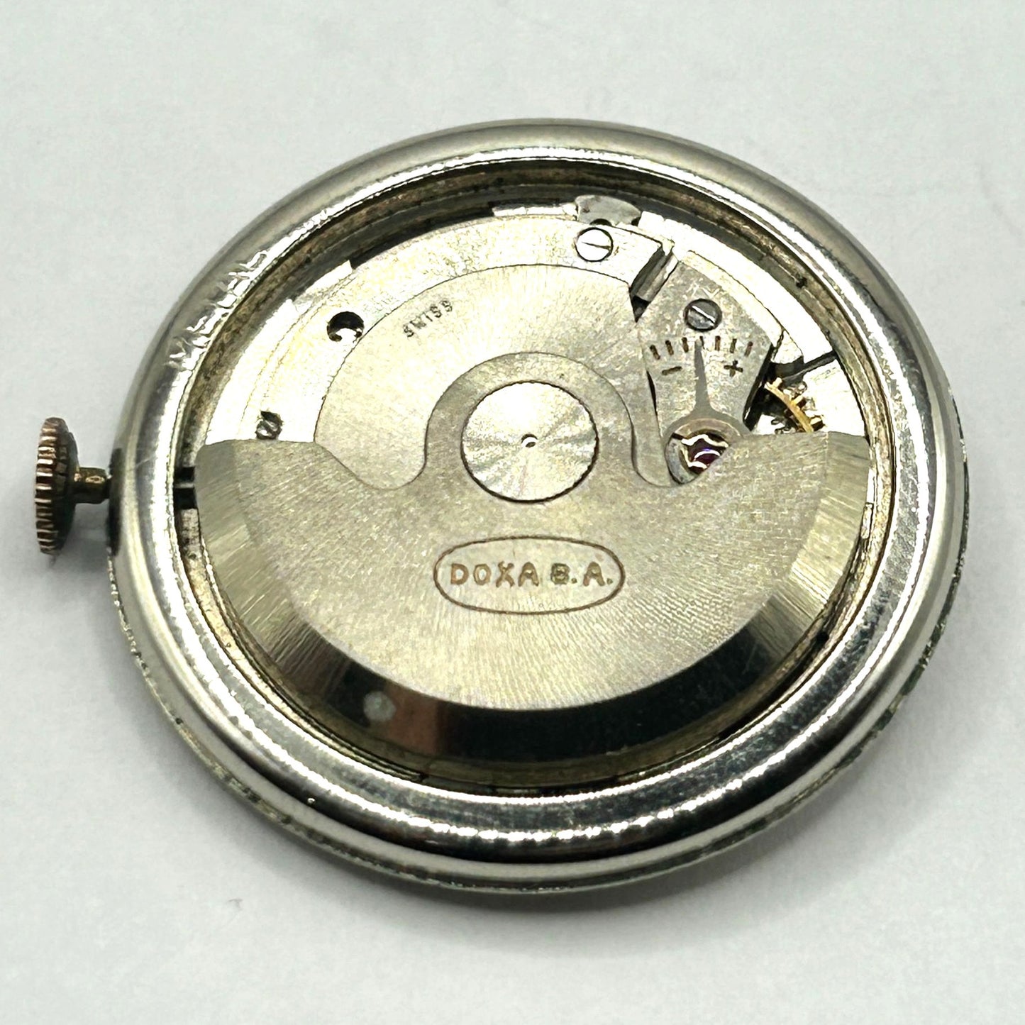 Vintage Doxa Automatic Watch Movement - Watch Head + Crown - WORKING