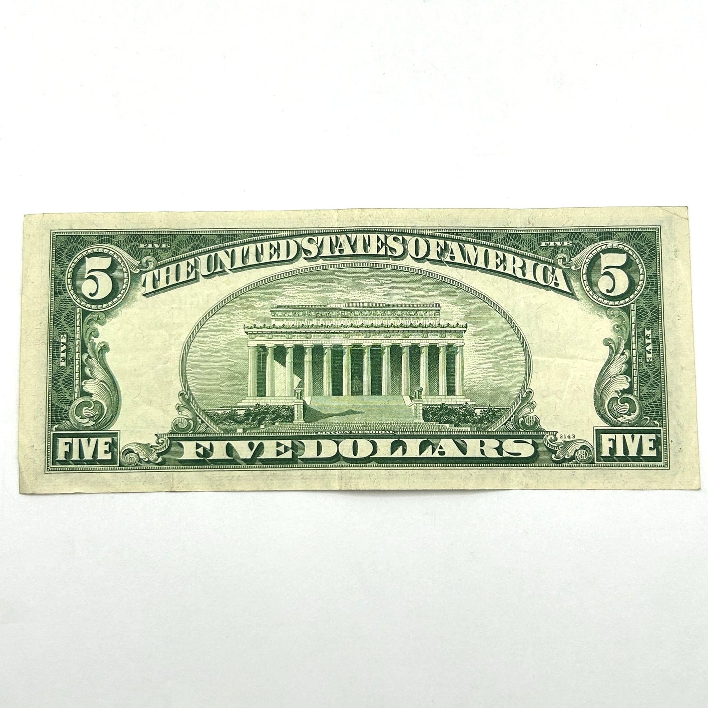 1953 $5 Five Dollar Bill Red Seal - Circulated - A23104932A