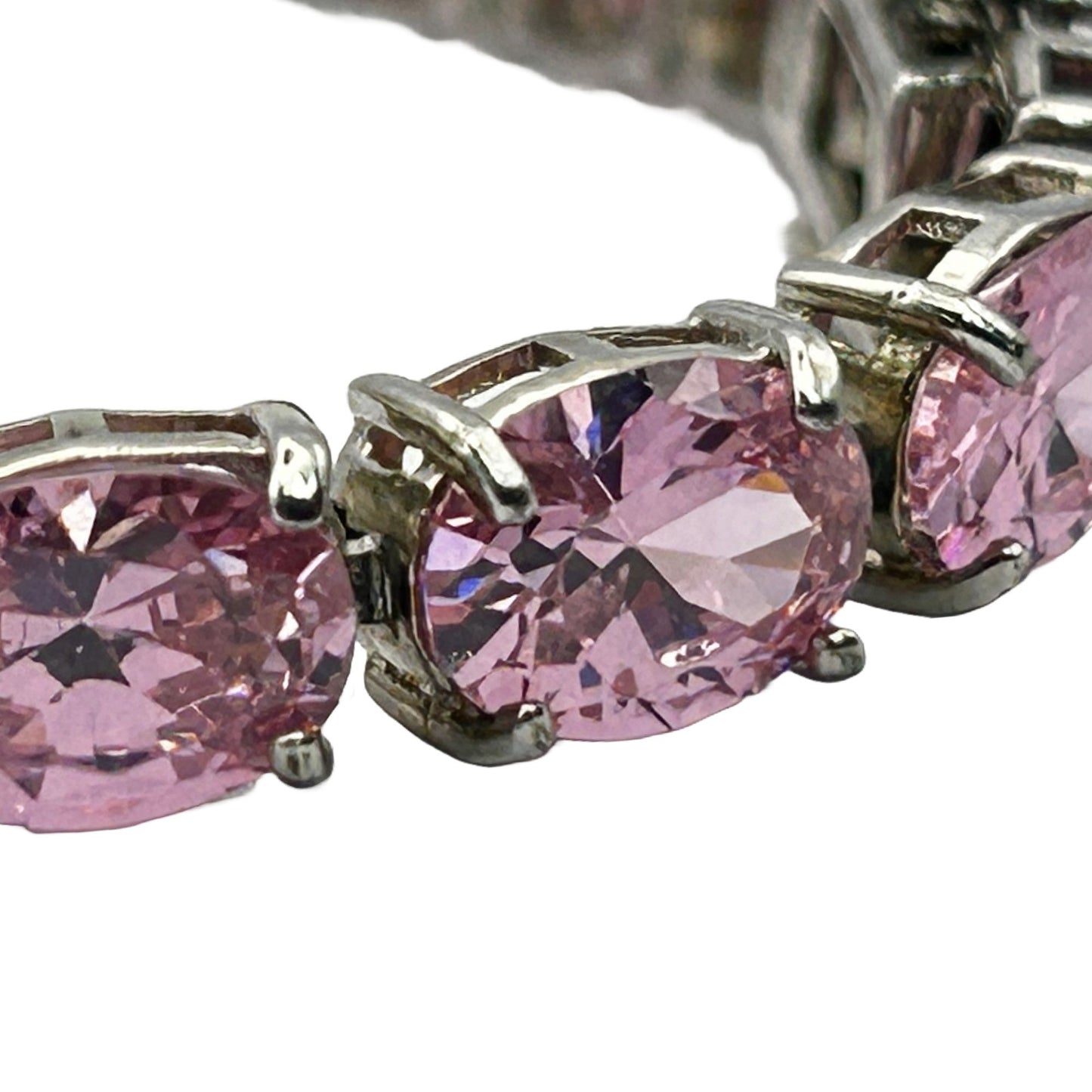 Pink Lab Sapphire Gemstone 8" Tennis Bracelet - 25 Stones