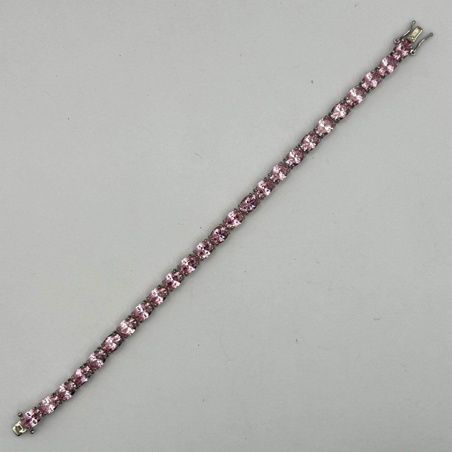 Pink Lab Sapphire Gemstone 8" Tennis Bracelet - 25 Stones