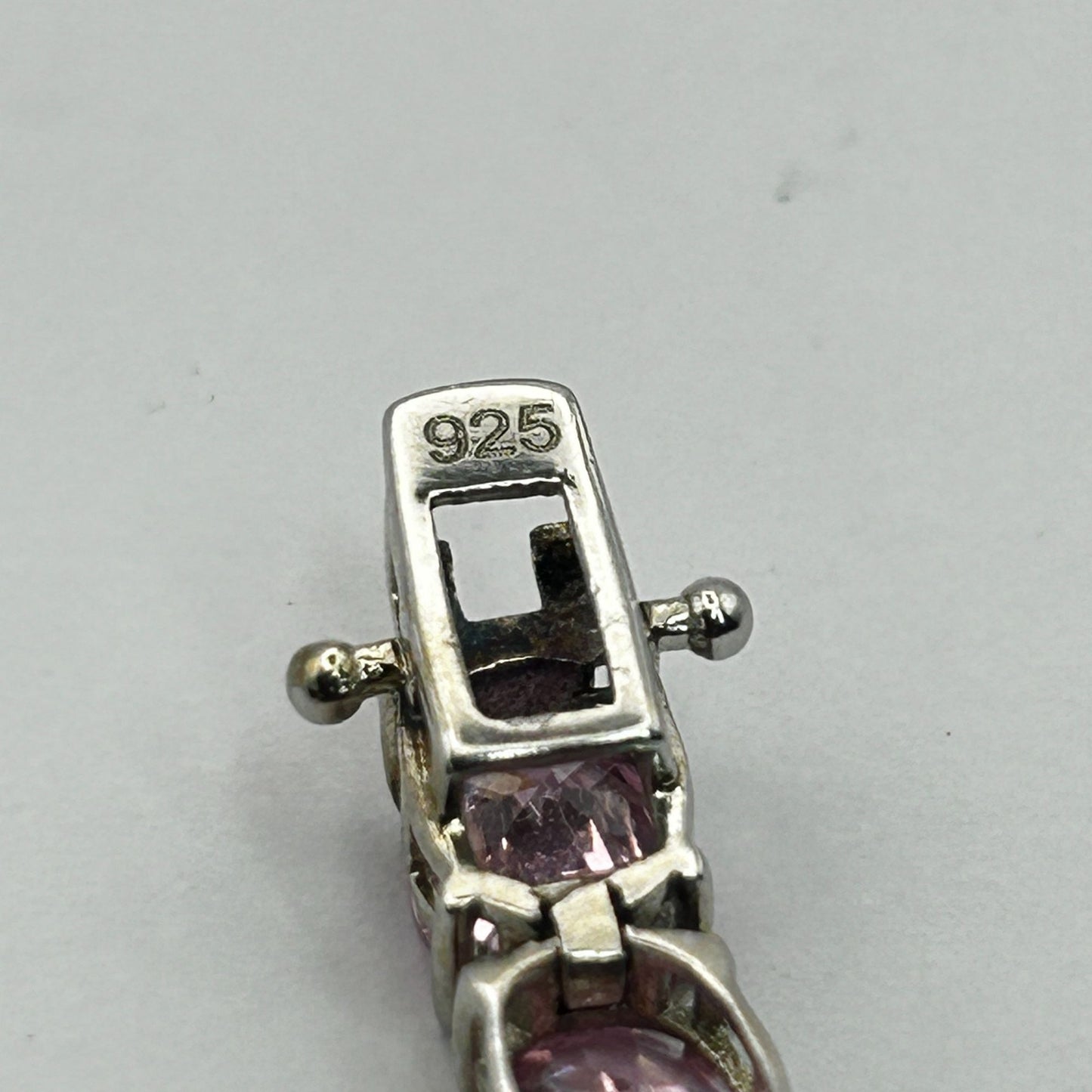 Pink Lab Sapphire Gemstone 8" Tennis Bracelet - 25 Stones
