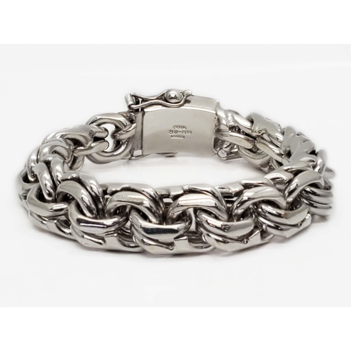 Mexico 18mm Solid Chino Link Chain Bracelet Sterling Silver 230.7 Grams