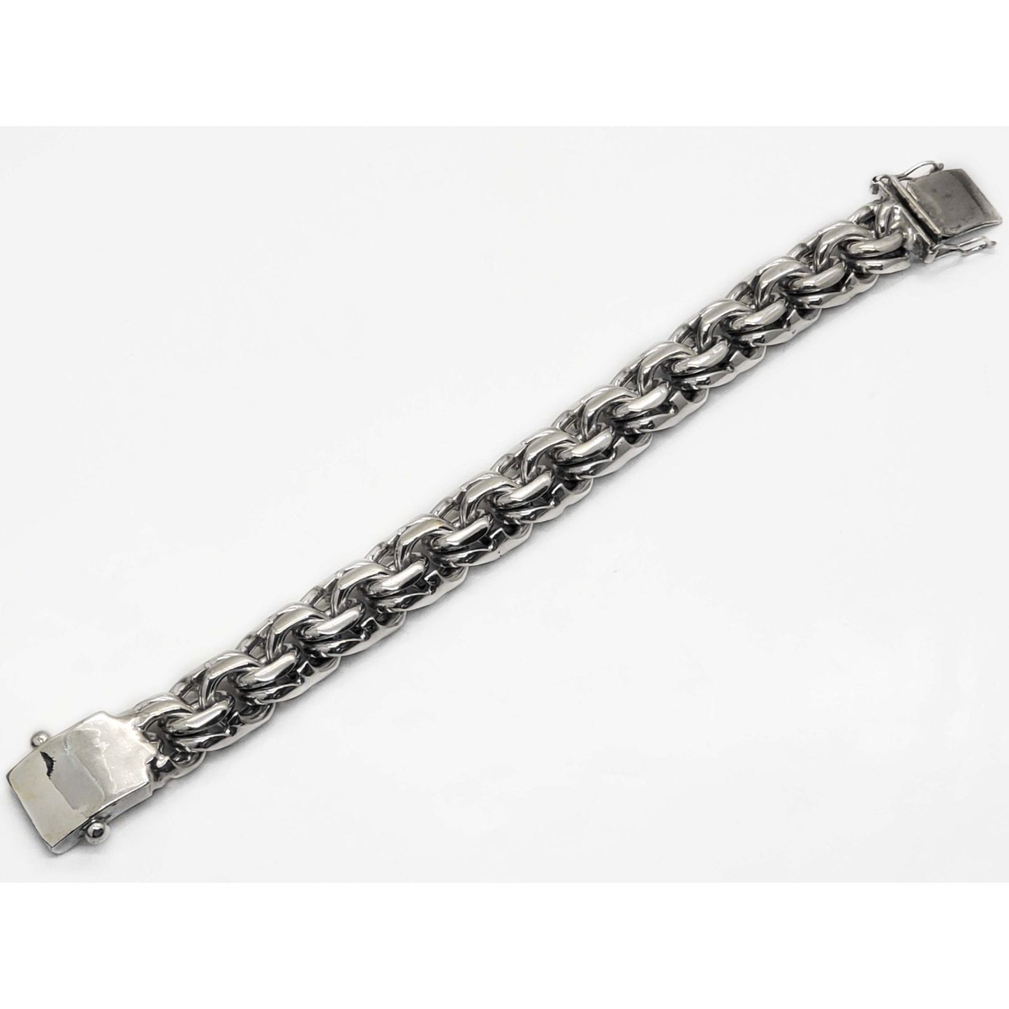 Mexico 18mm Solid Chino Link Chain Bracelet Sterling Silver 230.7 Grams