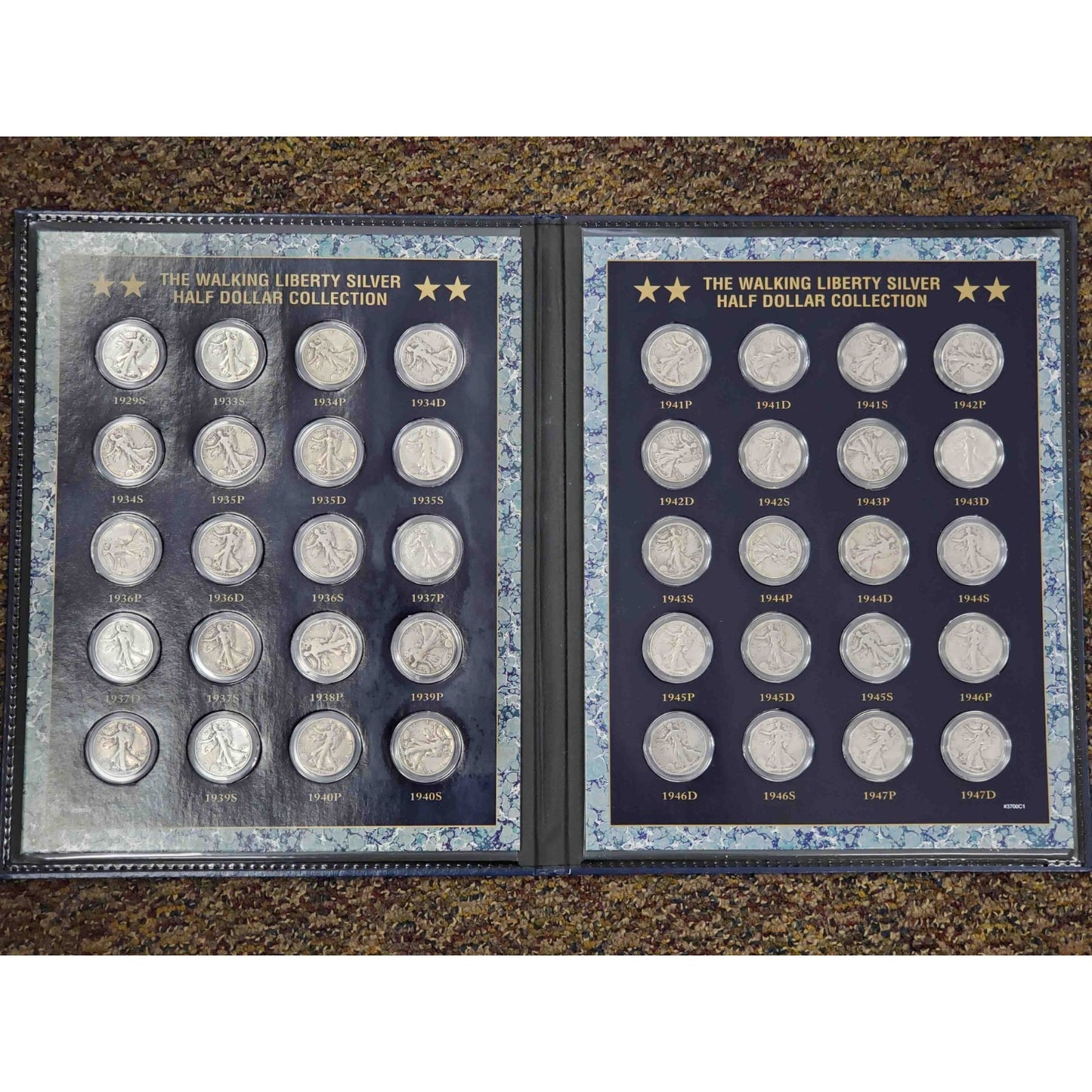 40pc Complete 1929-1947 Silver Walking Liberty Half Dollar Collection