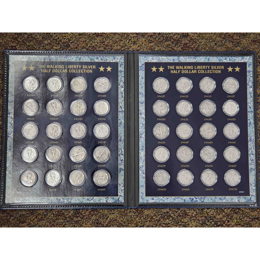 40pc Complete 1929-1947 Silver Walking Liberty Half Dollar Collection