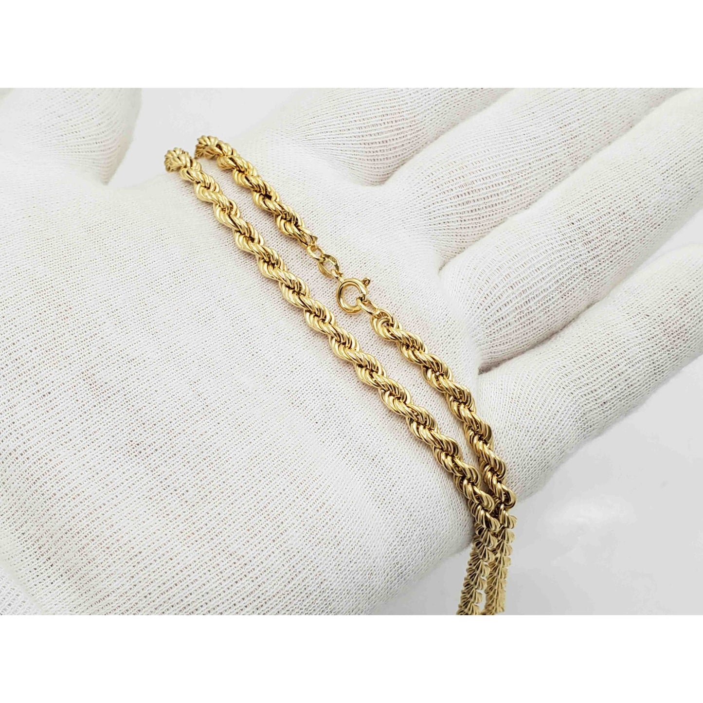 4.7mm Wide Rope Chain Necklace 14k Gold 21" Long