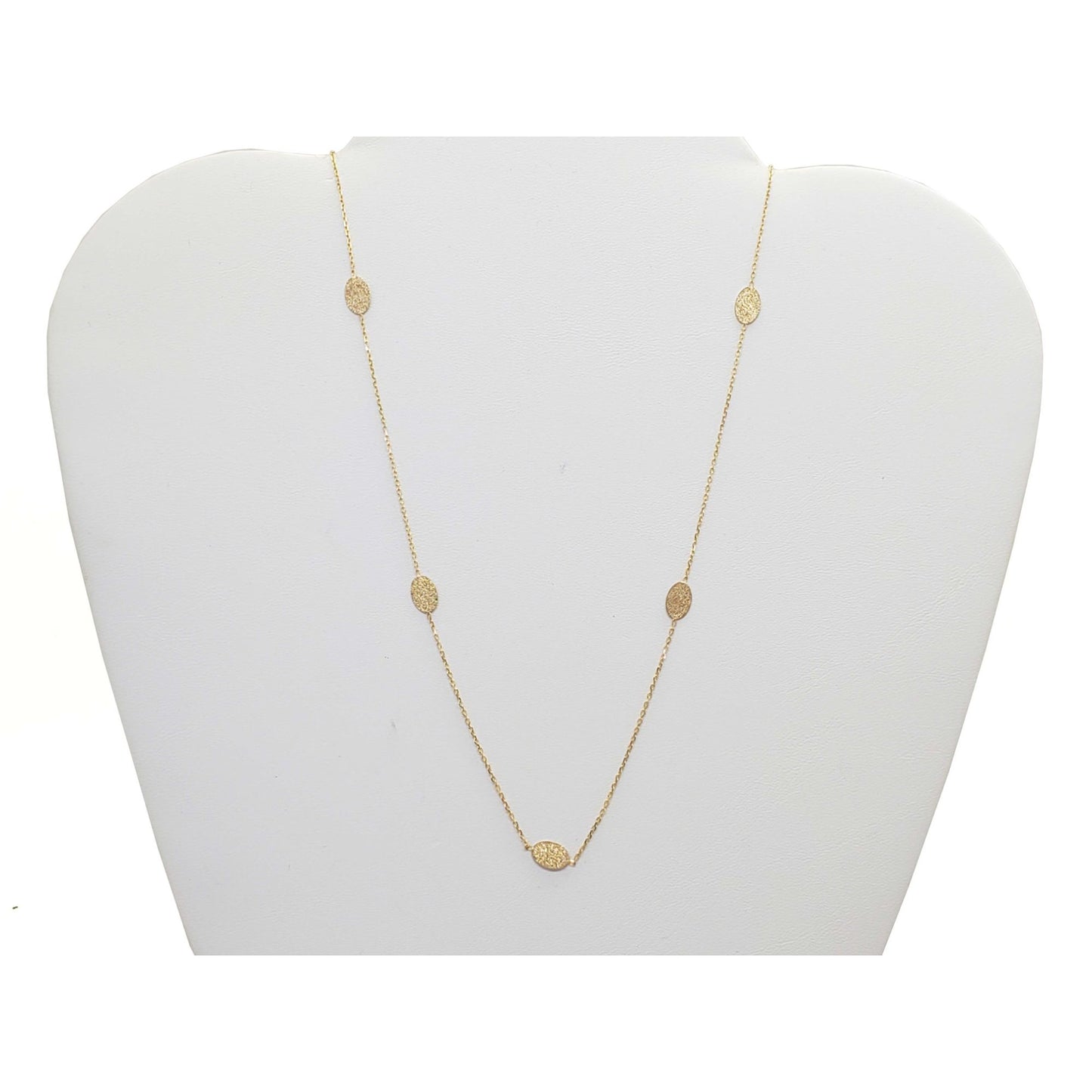 Golden Clef Italian Dia-Cut Station Necklace 14k Gold 18" Long