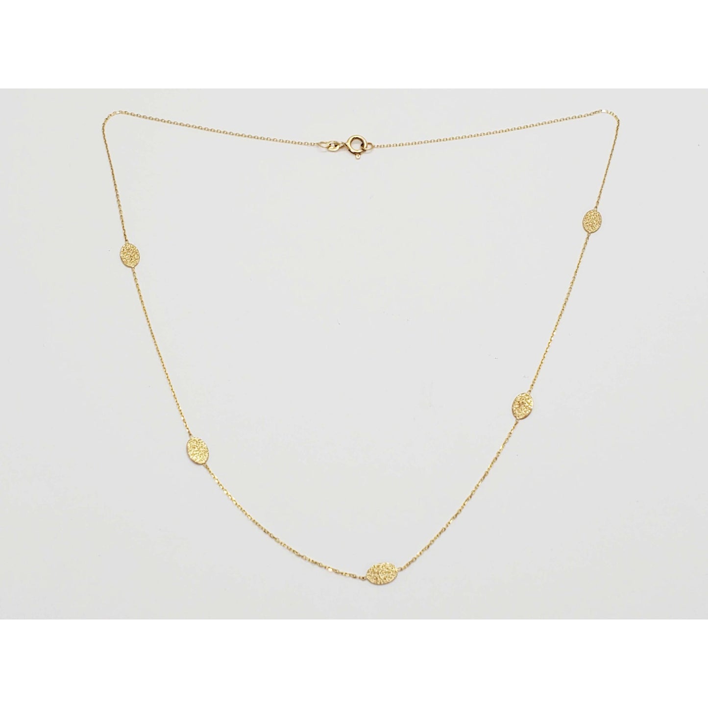 Golden Clef Italian Dia-Cut Station Necklace 14k Gold 18" Long