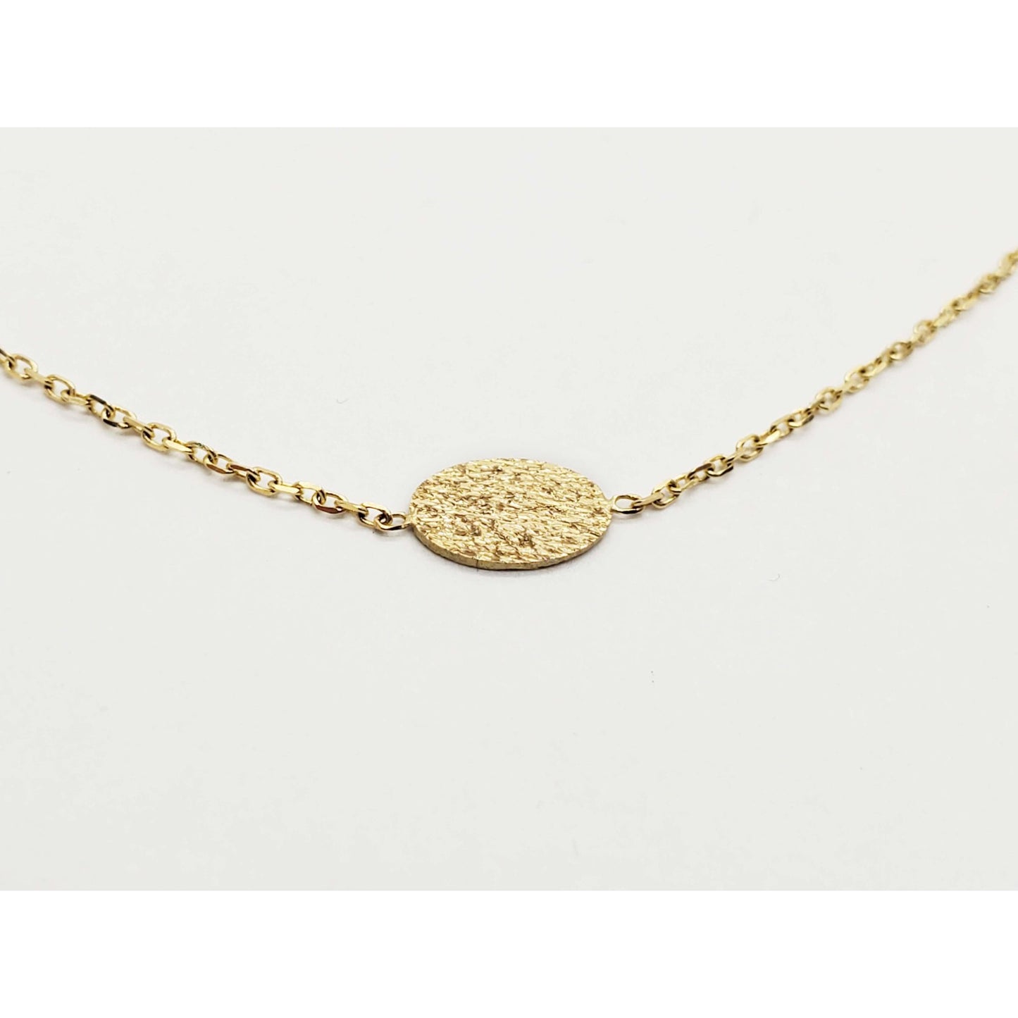 Golden Clef Italian Dia-Cut Station Necklace 14k Gold 18" Long