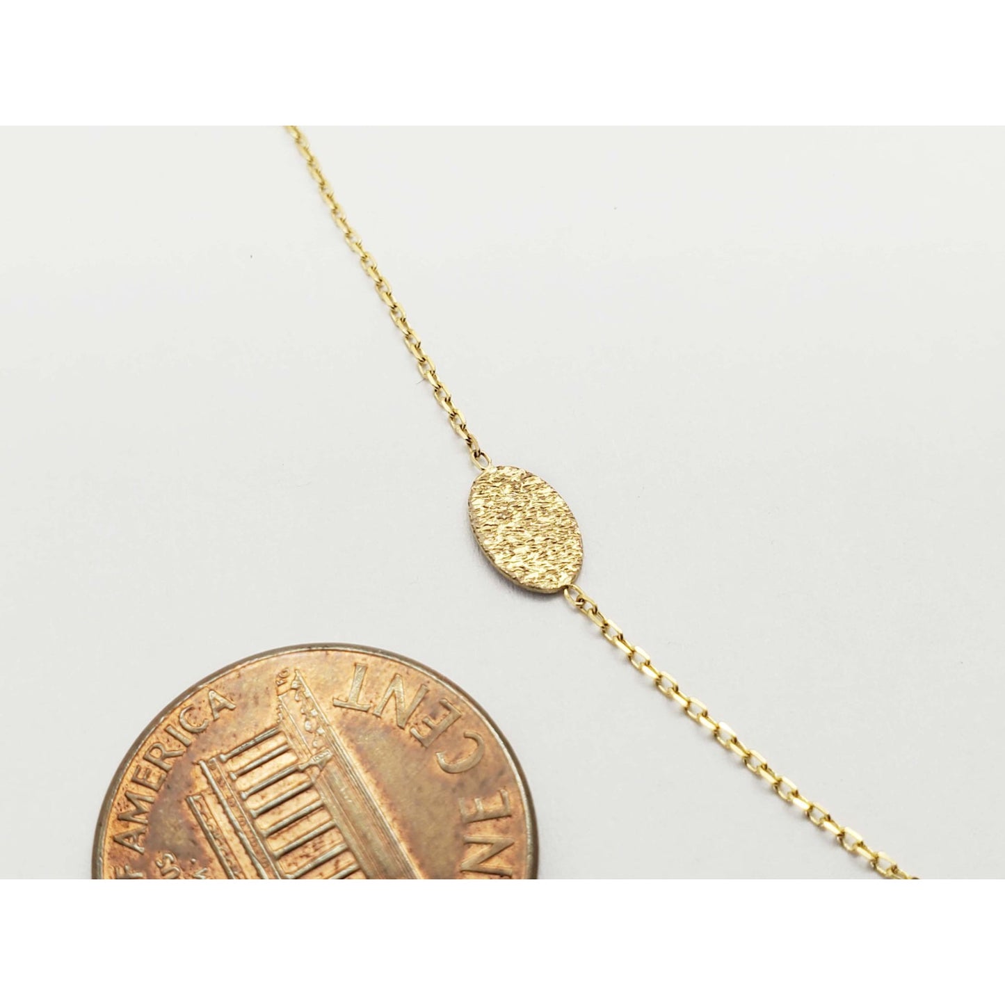Golden Clef Italian Dia-Cut Station Necklace 14k Gold 18" Long