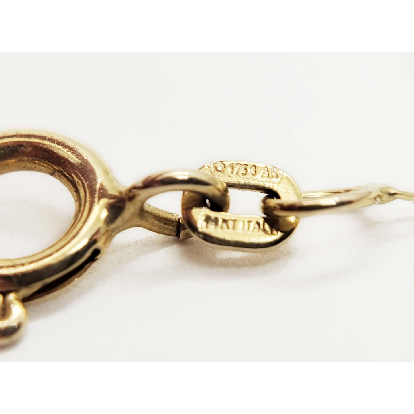 Golden Clef Italian Dia-Cut Station Necklace 14k Gold 18" Long